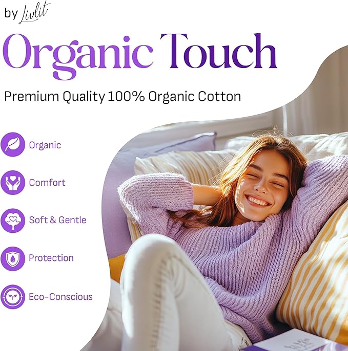 Super Long Overnight Pads - 100% Organic Cotton from Texas, Heavy Absorbency, Powerful Leak Protection, Unscented, Extra Long Length (10 Count)