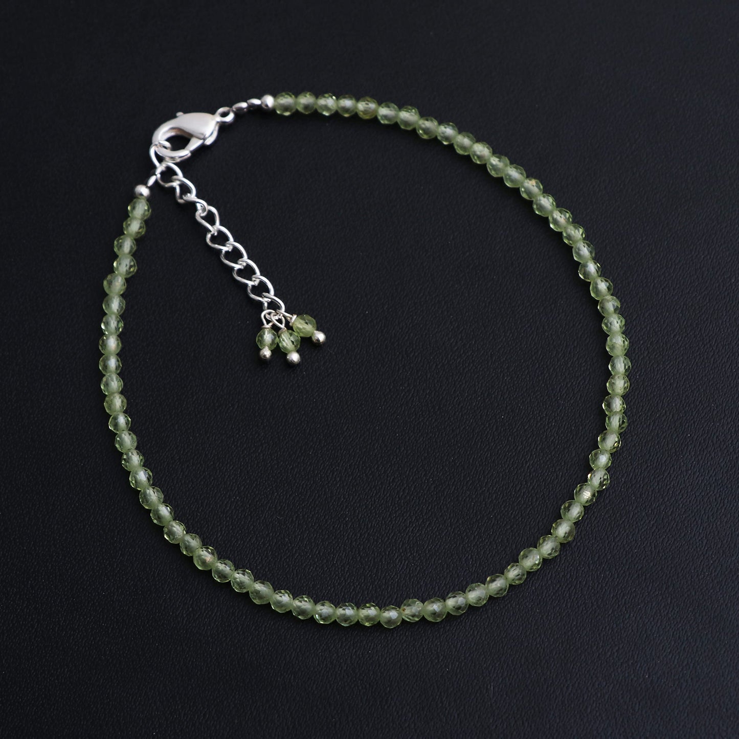 Gempires Peridot Bracelet for Women | Dainty Gemstone Beaded Bracelet 2.5 mm | Handmade Minimalist Stacking Bracelet | Adjustable Lightweight Everyday Jewelry | August Birthstone Gift for Her