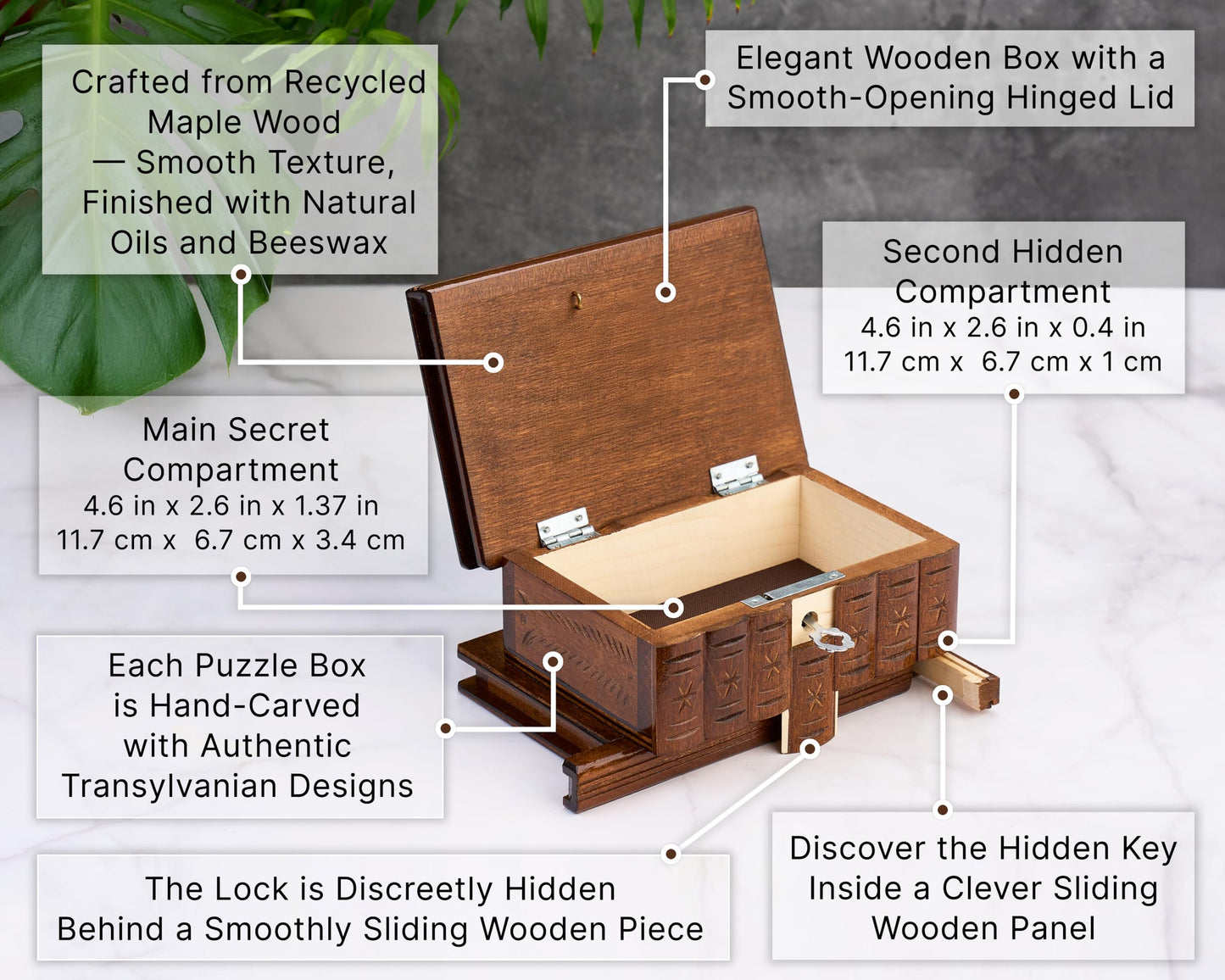 allboxesinoneplace Puzzle Box, Secret Wooden Puzzle Box with Hidden Compartments for Money, Gift Card, Escape Room