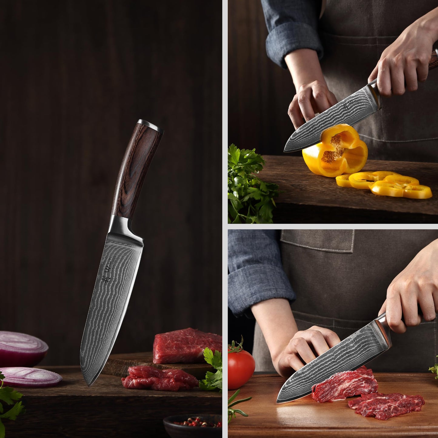 Wakoli EDIB Damascus Santoku Knife – 6.7-Inch Japanese-Style Kitchen Knife, 67-Layer Damascus Steel Blade with VG10 Core, Ergonomic Pakkawood Handle – Professional Cooking Knife in Elegant Gift Box