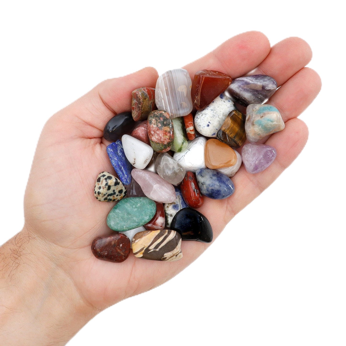DANCING BEAR 2 Pounds Tumbled Polished Natural Gem Stones + 24 Page Rock & Mineral Book. Average Stone Size ¾ inch. Choose 1 or 2 pounds Brand