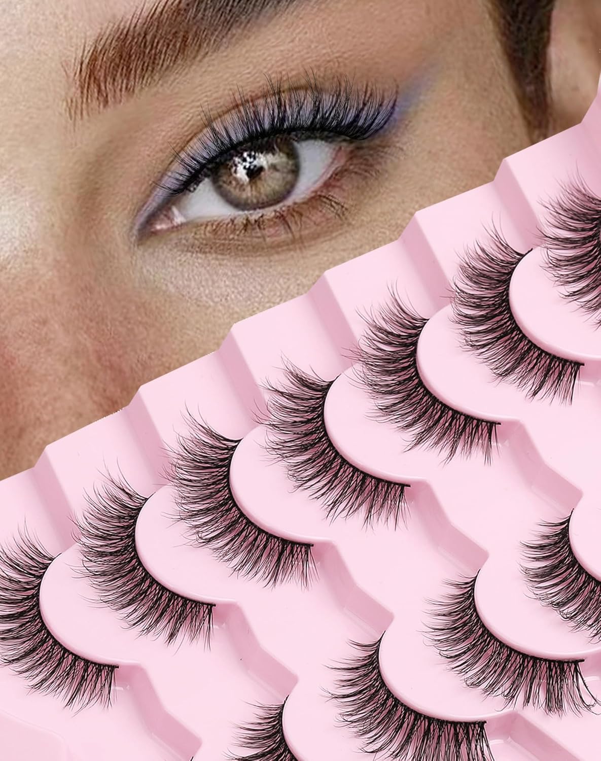 Natural Lashes Mink Natural Eyelashes False Eyelashes Natural Look False Lashes Wispy Eye Lashes Cat Eyelashes Fake Lashes KD02
