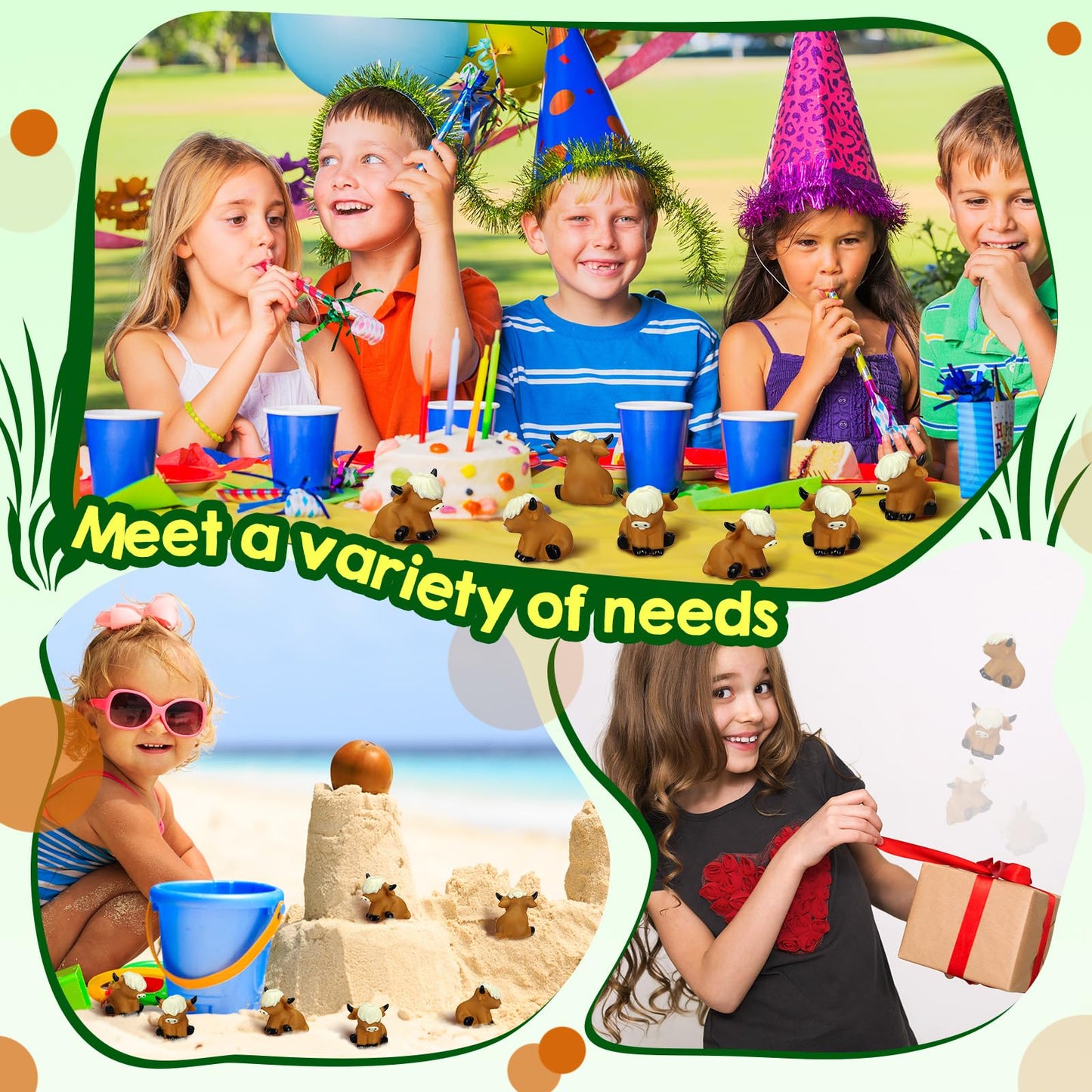 Halloscume 60 Pcs Highland Cow Party Favors Mini Brown Cows Floating Decorations Bath Rubber Water Highland Cow Figurines Bulk Figurine Statues Decor for Spring Summer Birthday Party