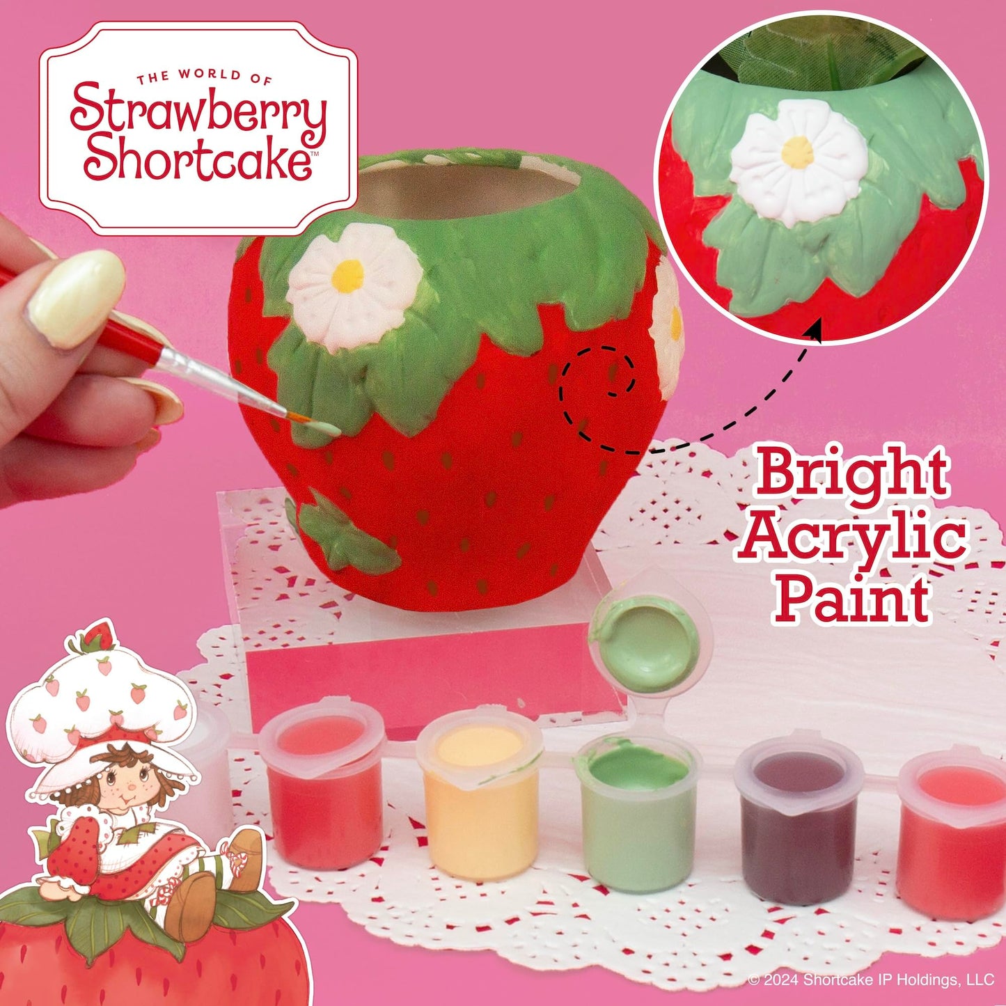 Horizon Group USA Paint Your Own Figurine Kit, DIY Art Project for Kids, Strawberry Shortcake Planter