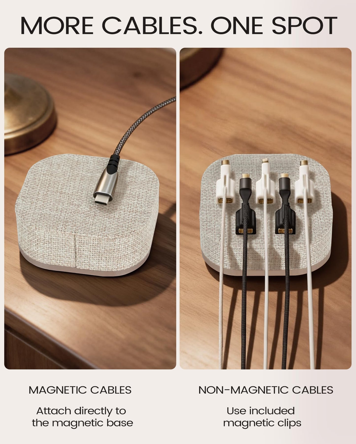 Brolena Magnetic Cord Holder, Cable Organizer with 5 Magnetic Clips for Desk & Nightstand Cable Management, Practical Charging Accessory for Home, Office & Gift Giving