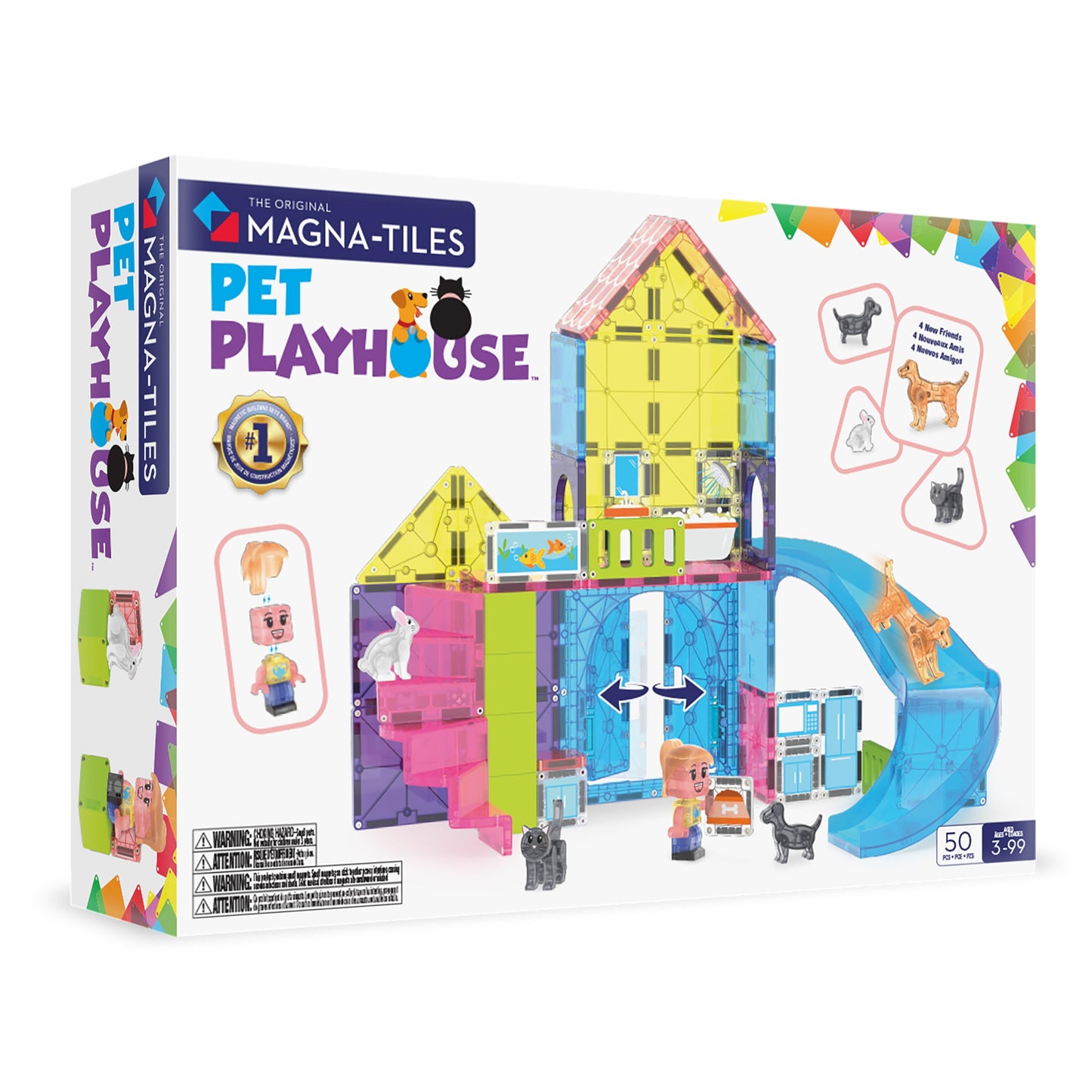 Magna-Tiles Pet Playhouse 50-Piece Magnetic Construction Set, The Original Magnetic Building Brand