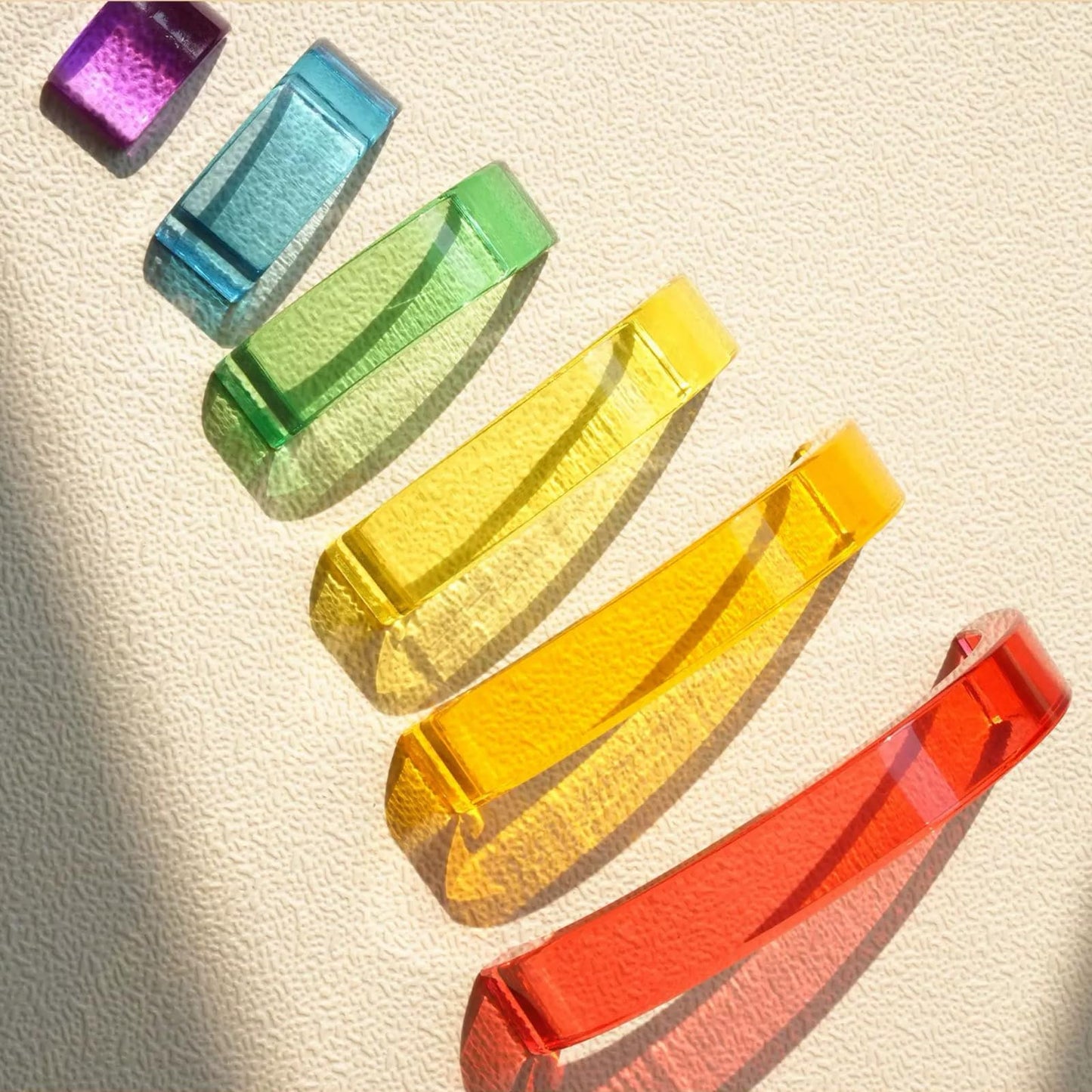 KOAICS 6PCS Acrylic Rainbow Stacker Toy, 100% Acrylic Stacking Toy,Montessori Arch Bridge Rainbow Building Blocks for Kids, Educational Sensory Light Learning Toys