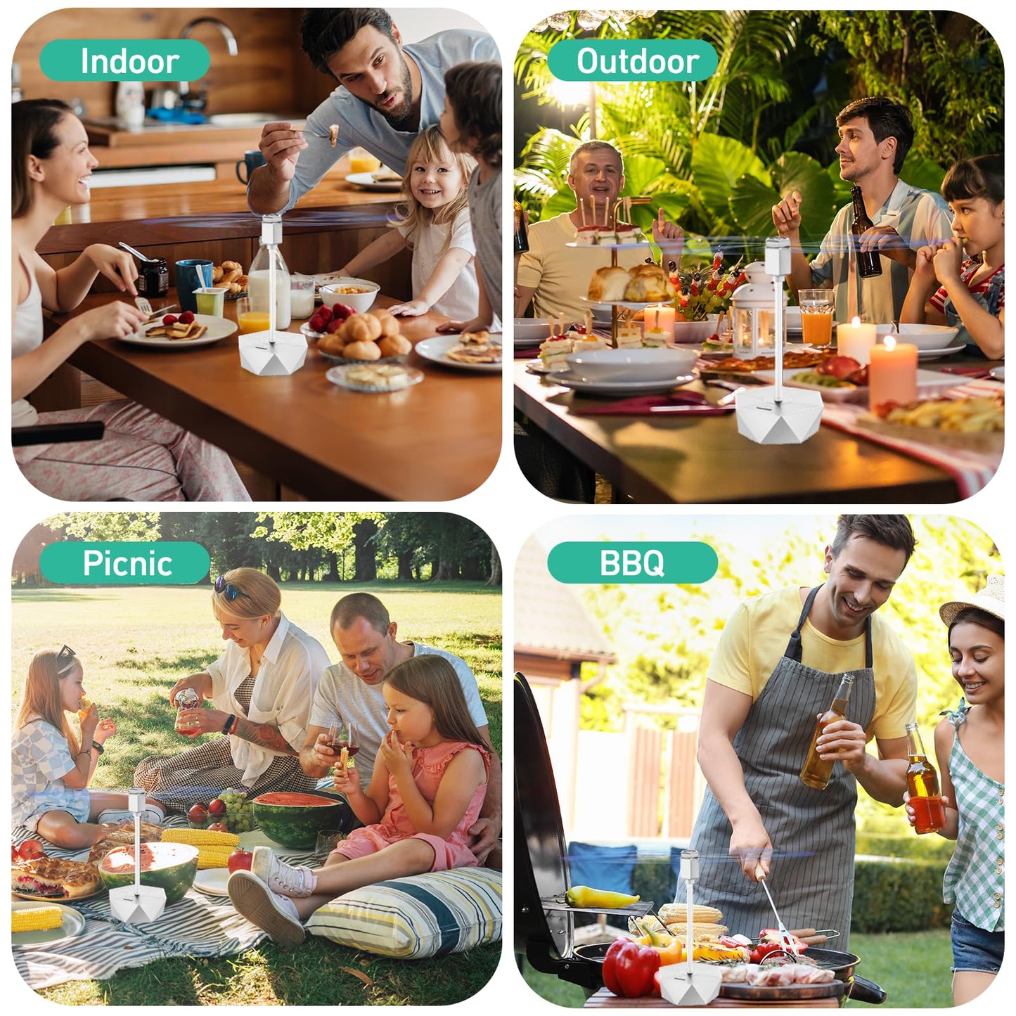 GUIDOT Fly Bug Fans for Food Tables, Fly Control Spinner Table Top Keep Flies Away from Patio Picnic Party Restaurant Kitchen Camping and BBQ