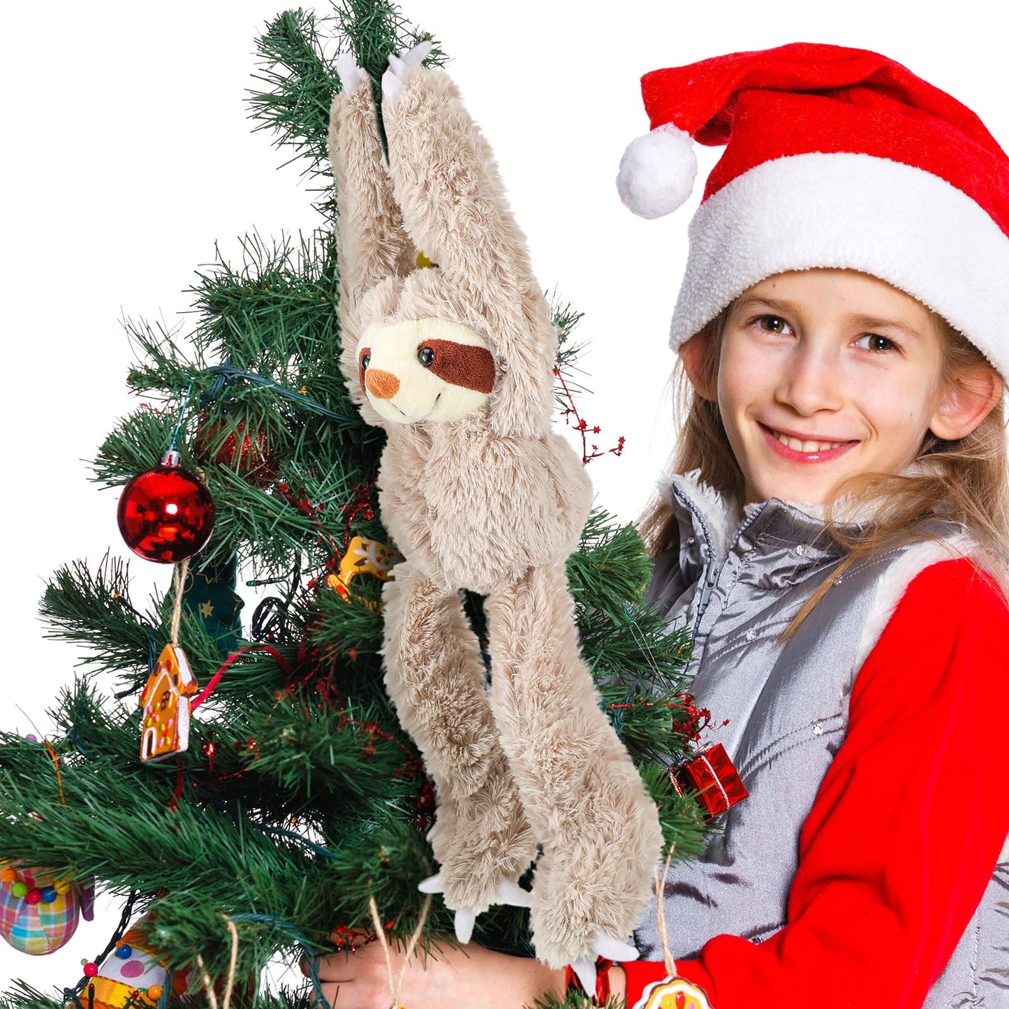 Yinder 3 Pcs Hanging Sloth Stuffed Animal 18 Inch Large Sloth Doll Plush Wild Three Toed Sloth Plush Soft Cute Sloth Gift with Hook and Loop Long Arm Leg for Huggable Birthday Party Favor Gift