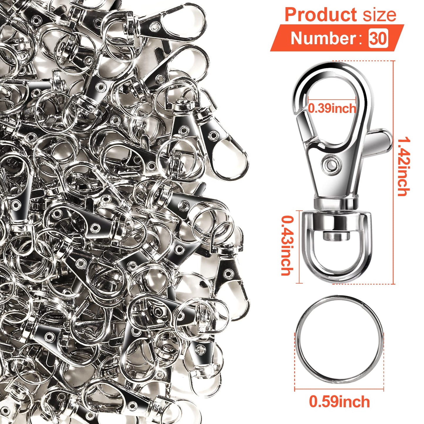 LEOBRO 480PCS Lobster Claw Clasps and Key Rings, Keychain Making Kit - 240PCS Keychain Clips and 240PCS Key Chain Ring, Split Rings, for Key Chains, Crafts, Lanyard, Key, Jewelry Making