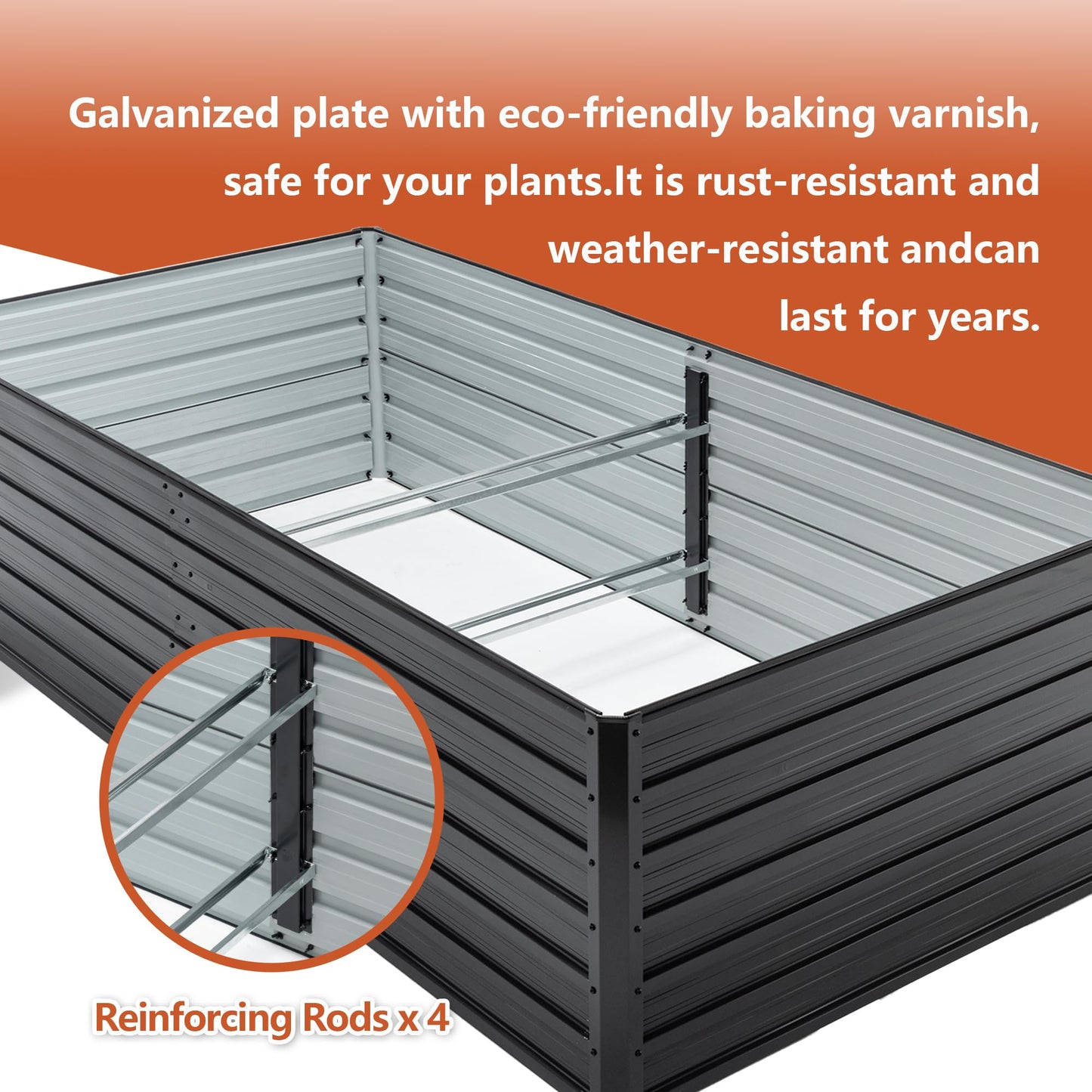 AYJOIR Galvanized Raised Garden Bed, Deep Root Planter Box Outdoor,Large Heavy Metal Raised Garden Beds for Vegetables Flowers Herb, Rectangular Planter for Backyard Outdoor, 8x4x2 FT (8x4x2 FT)