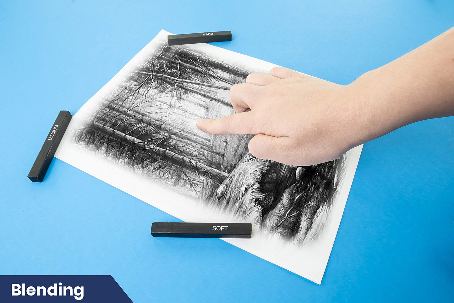 Pacific Arc Compressed Charcoal Sticks Medium 12 Pack for Drawing, Sketching, and Shading