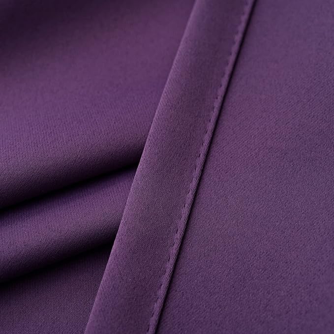 Pickluc Cafe Half Window Curtain, 30 Inches Length, Rod Pocket Small Kitchen Blackout Curtain, 30" Wide and 30" Long, Purple 2 Panels