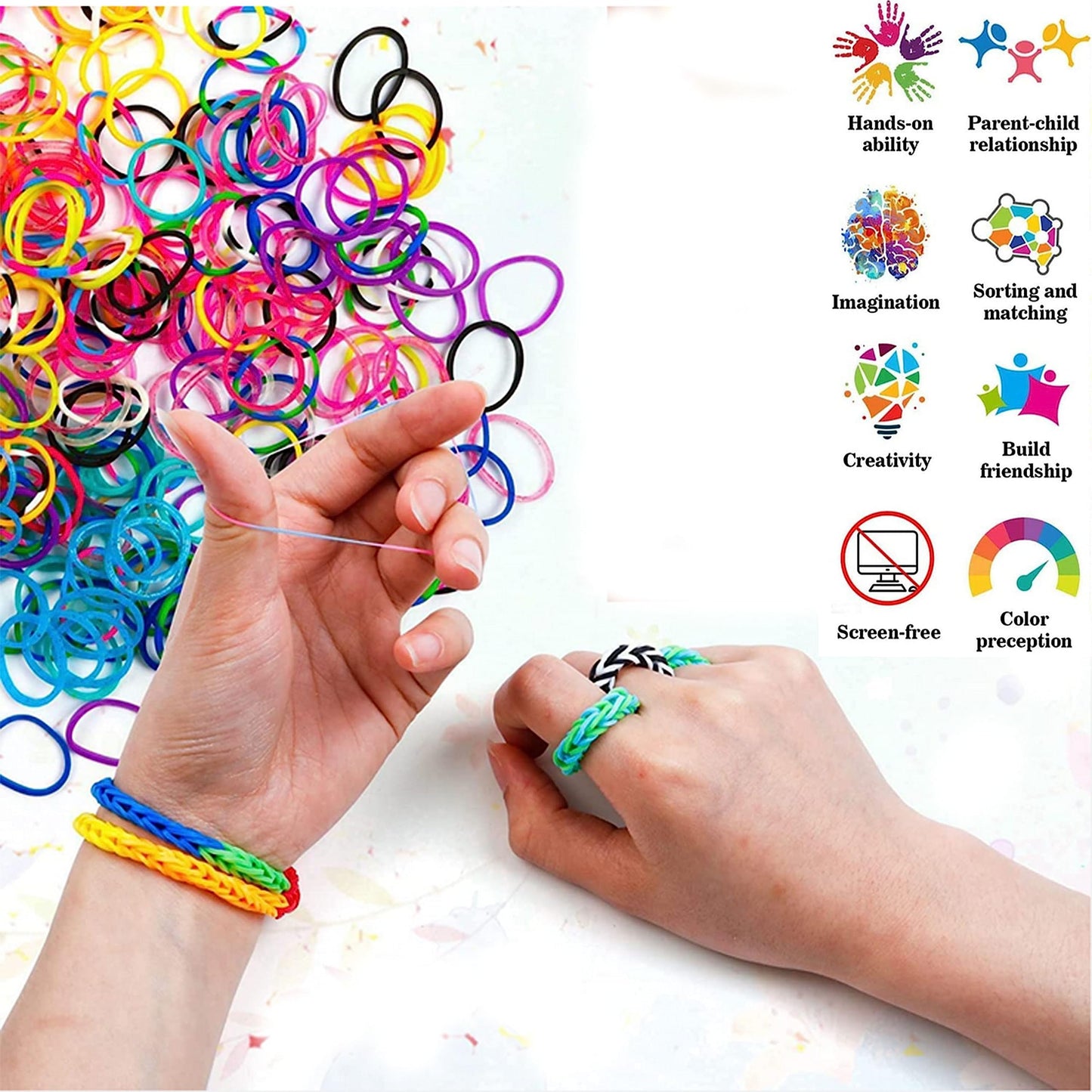 YITOHOP 15000+ Rubber Loom Bands, Mega Rubber Bands Bracelet Kit,Loom Bracelet Making Kit with 3 Layer Container,30 Colors,380 Beads,30 Charms,Clips, Hooks Tools for DIY Art Holiday Gift