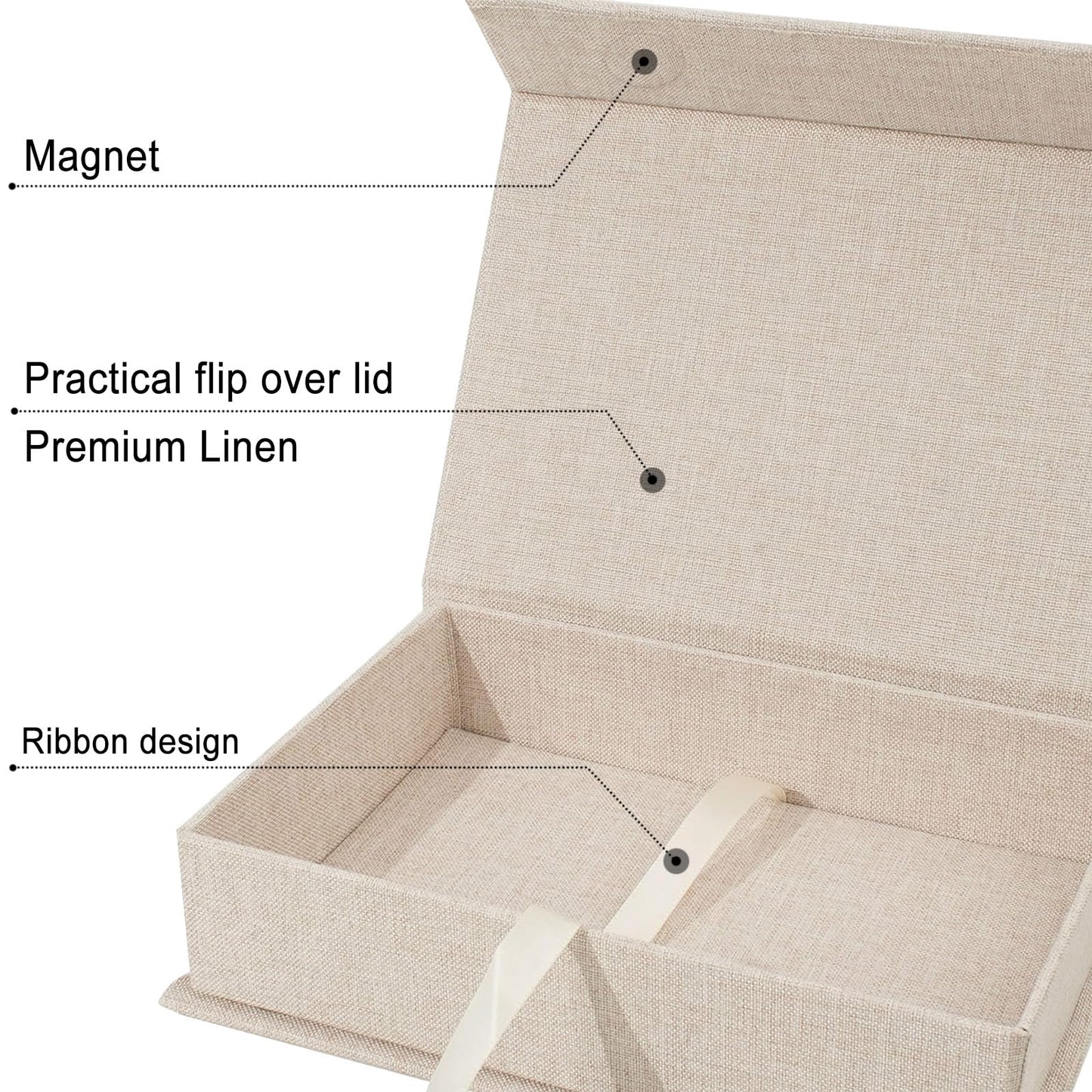 Sprsthai 8x10 Archival Photo Storage Box with Lid – Stackable Memory Keepsake Organizer for Photos, Certificates, Jewelry & Scrapbooking Supplies Beige