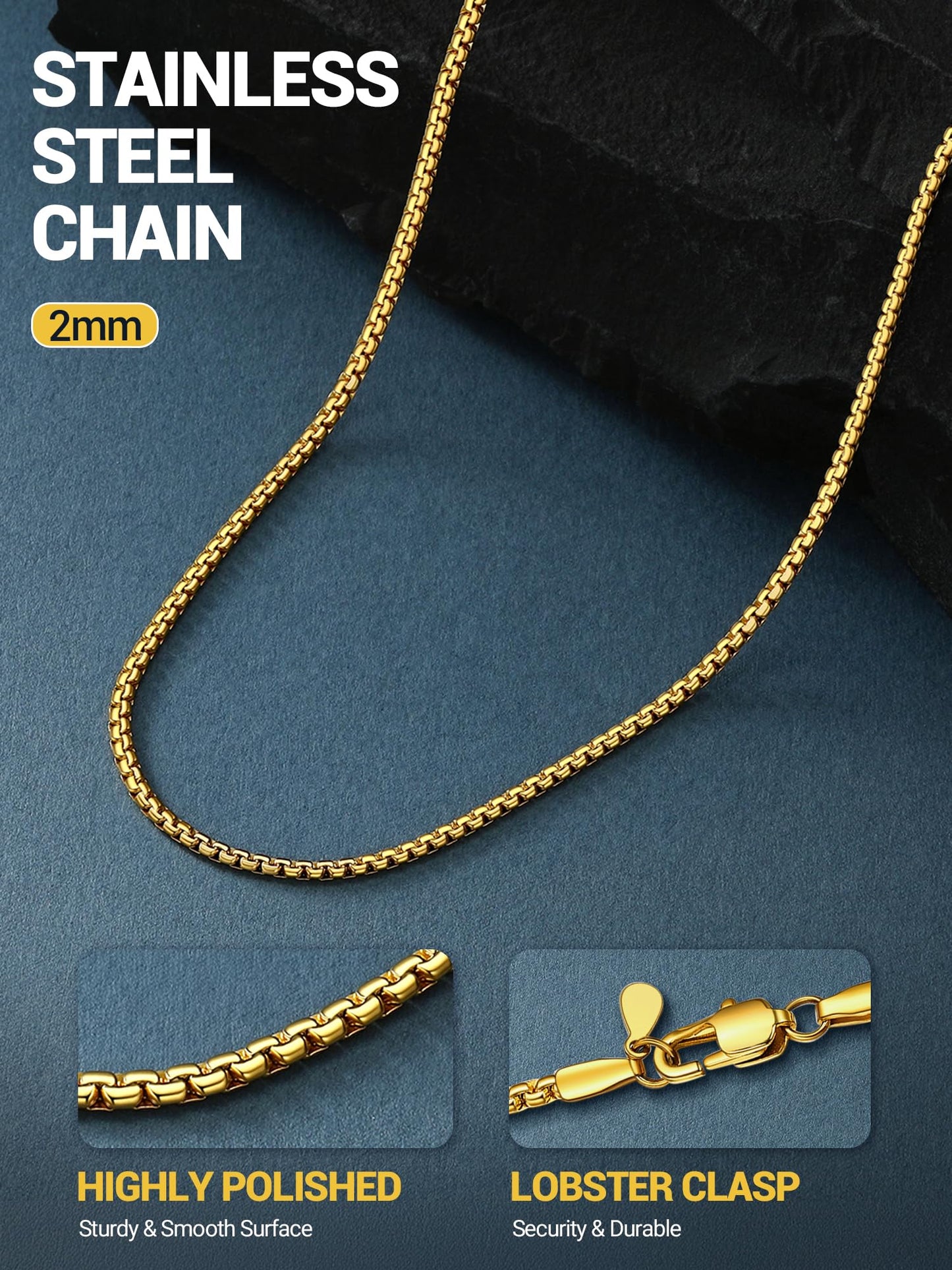 PROSTEEL Thin Gold Chain Necklace 2mm Long Chain Necklace Stainless Stee Male Jewelry 28inch