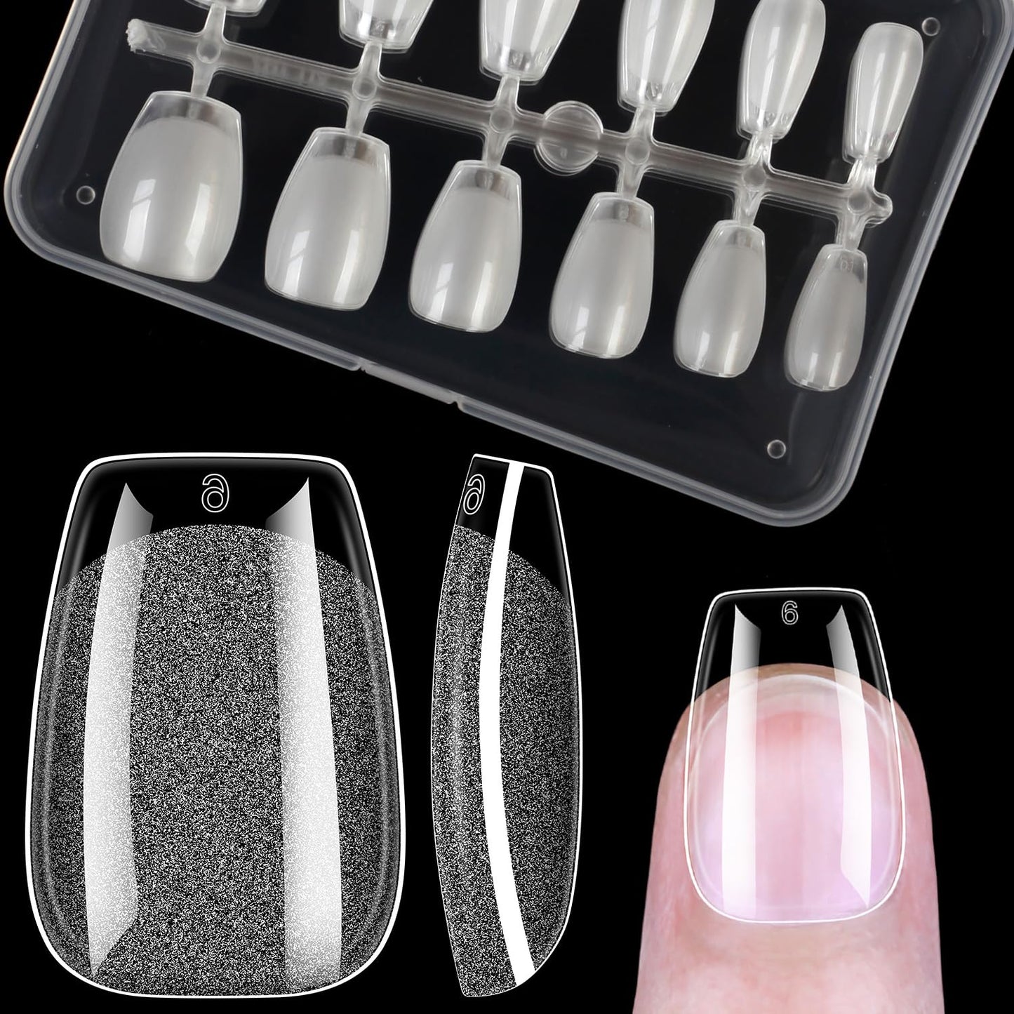 BORNBYME Short Coffin Soft Gel Nail Tips,120PCS Pre Buff Full Cover Shaped Nail Extenison Tips Half Matte Gel X Nail Tips Acrylic False Nail Tips