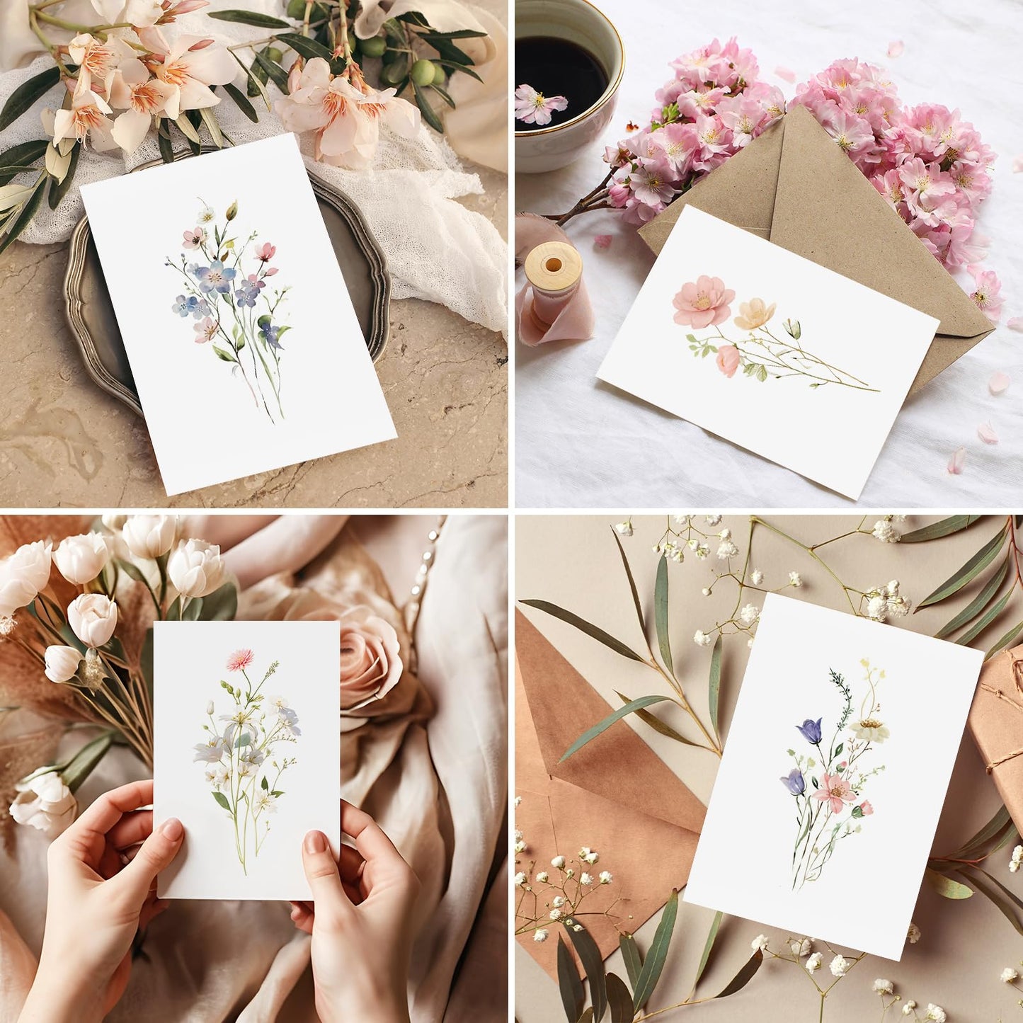 XXINMOH 100 PACK Blank Cards with Envelopes, Blank Greeting Cards 4x6, Beautiful Blank Greeting Cards, Elegant Floral Note Cards with Peel-and-Seal Envelopes, Empty Stationary Set For All Occasions