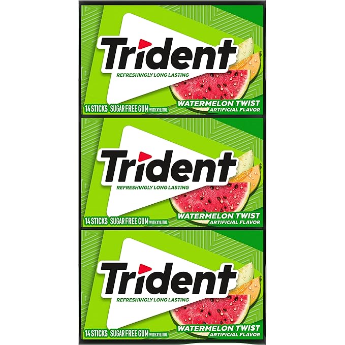 Trident Watermelon Twist Sugar-Free Chewing Gum, 12 Packs of 14 Pieces (168 Total Pieces)