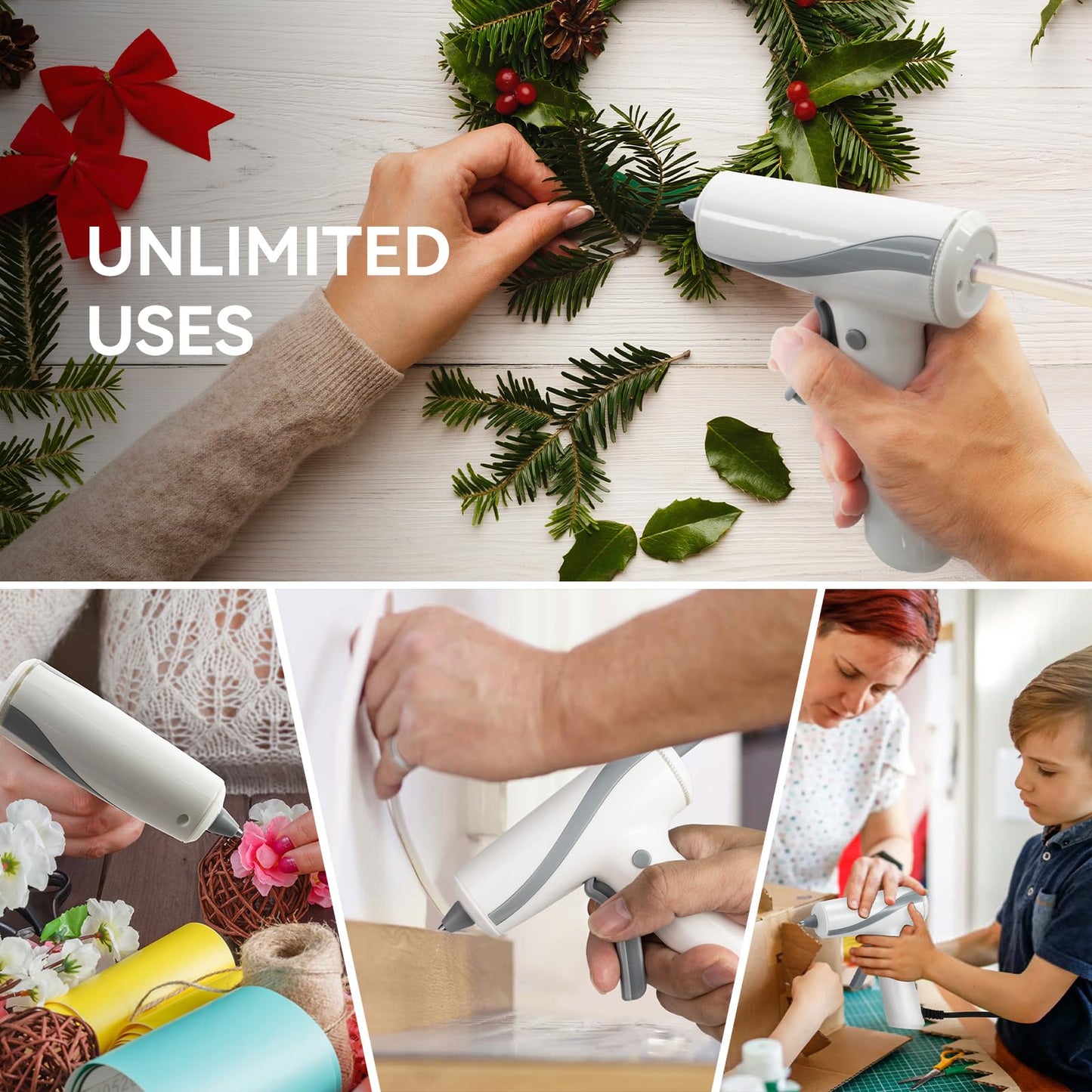 Krightlink Hot Glue Gun Kit with 30 Glue Sticks, Fast Preheating Hot Melt, 20w Precision Nozzle High Temp for School Crafts DIY Arts and Home Repairs (White Glue Gun)