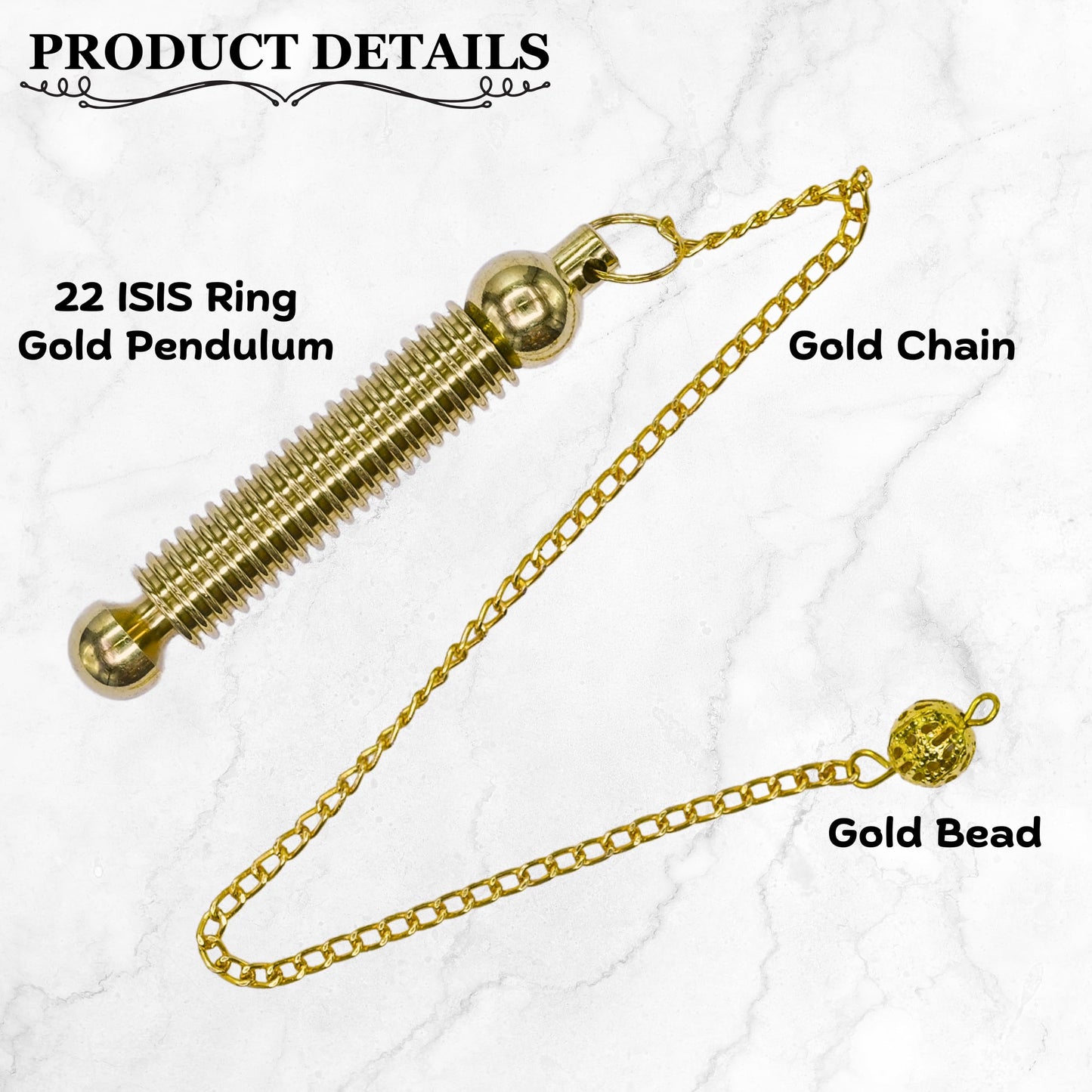 Healing Metal Pendulums for Divination, Gold 22 ISIS Ring Steel Copper Pendulum High Energy Pendulo de Bronce Pendulos de Mesa MP115