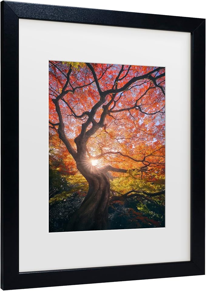 Trademark Fine Art Framed Wall Art - Javier De La 'The Japanese Tree' Wall Decor with Matted Frame