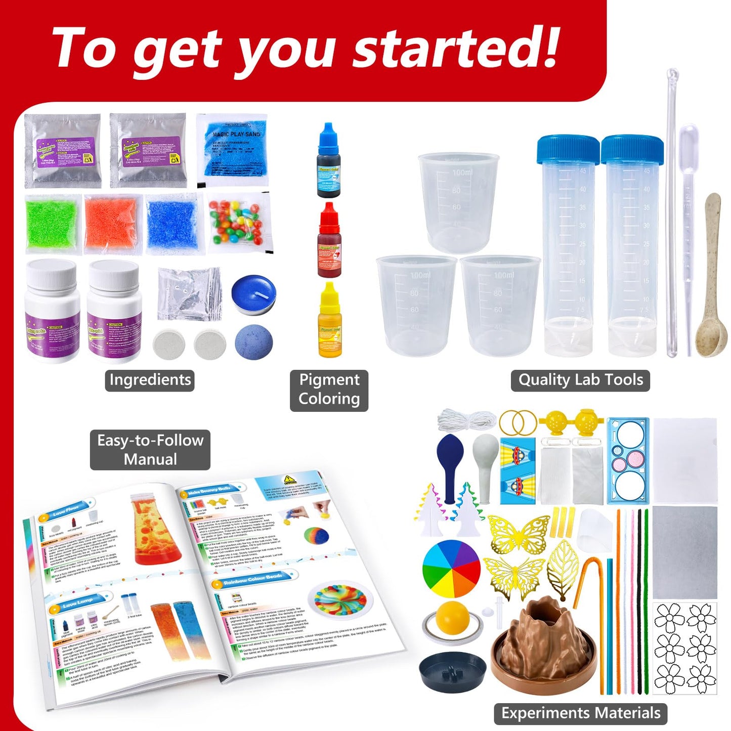 UNGLINGA 111 Experiments Science Kit for Kids, Chemistry Set, S.T.E.M Toys Boys Girls Birthday Gifts, Volcano, Crystal, Physics Lab Educational Learning Project