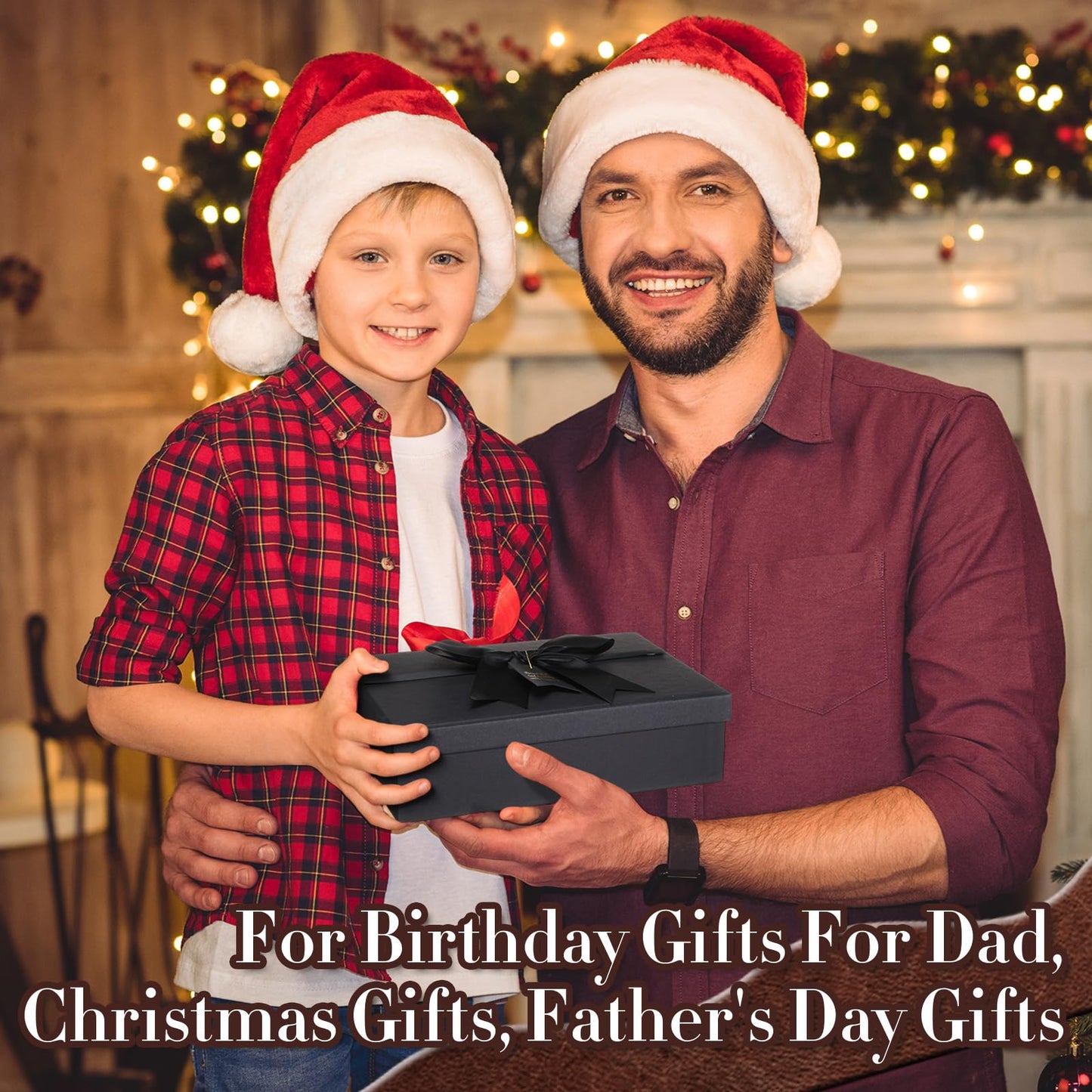 Geyoga 12 Pcs Men Father's Day Birthdays Gift Set with Box for Men Dad Basket PU Leather Wallet Leather Toiletry Bag Tie Socks Belt Keychain Sunglasses Pen Compass Set(Brown)
