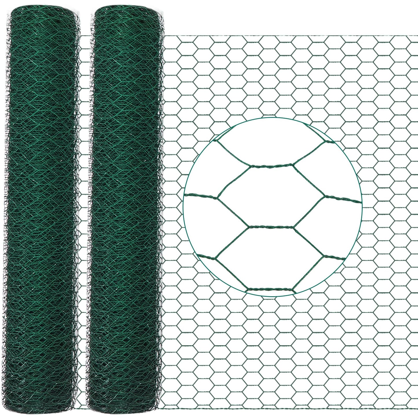 GlikCeil 12 in X 200 ft Chicken Wire Fencing Metal Floral Chicken Wire Mesh for Crafts Poultry Garden, 1 Inch Hexagonal Galvanized Hardware Netting for Poultry Coop Barrier Rabbit Cage (Green)