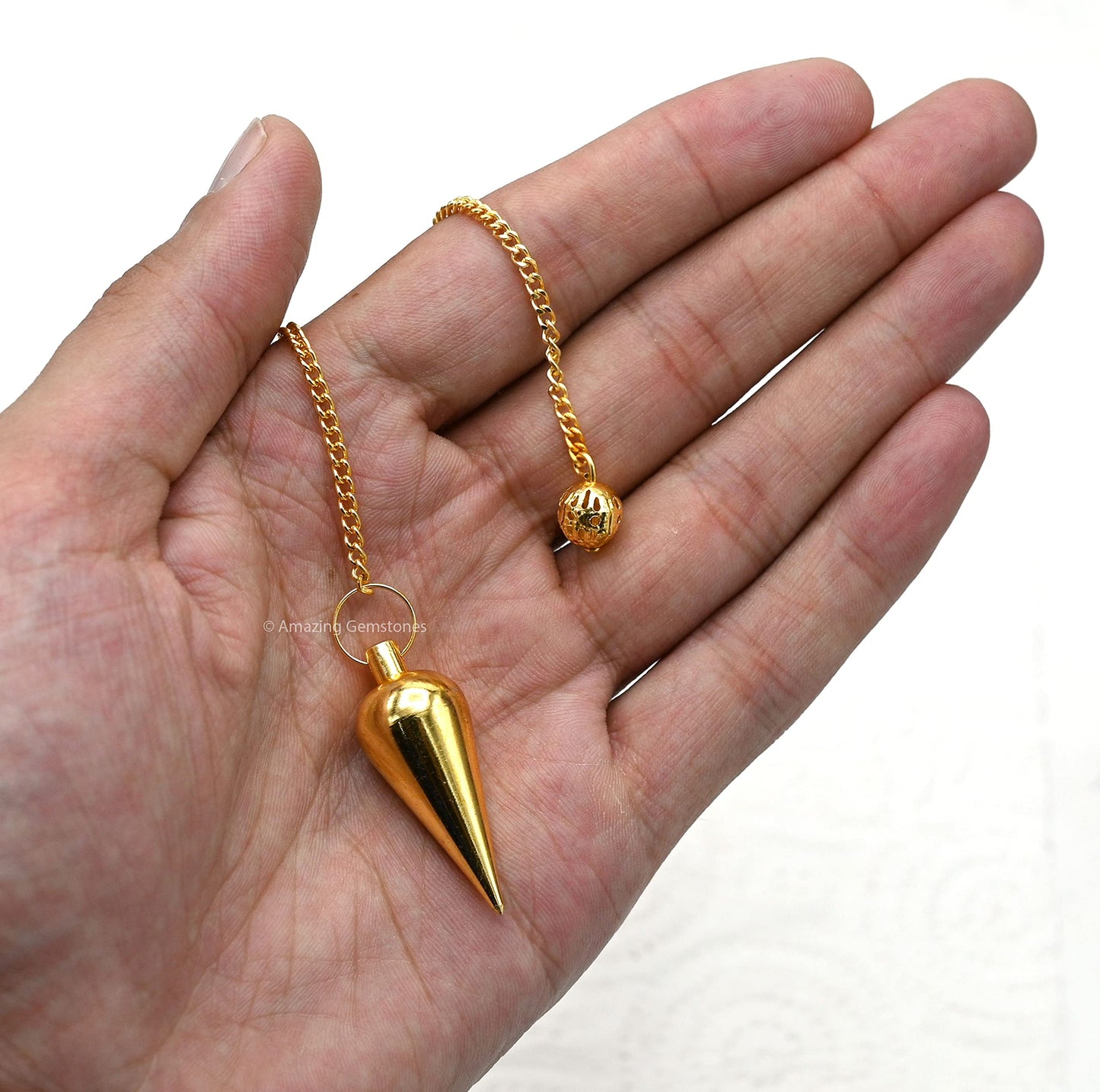 Amazing Gemstone Healing Metal Pendulums for Divination, Gold Dome Cone Steel Copper Pendulum High Energy Pendulo de Bronce Pendulos de Mesa MP6