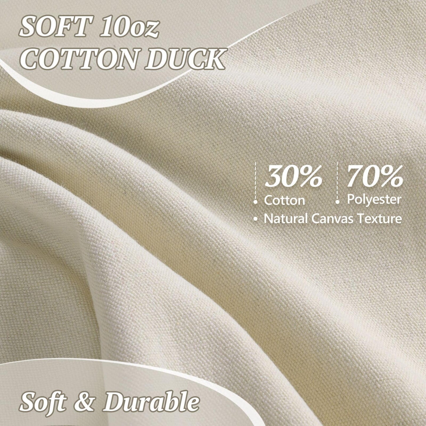 Soft Cotton Canvas Fabric, 10oz 59" Wide Thick Duck Canvas Drop Cloth Panels for Painting, Embroidery, Sewing, Arts & Crafts, 1 Yard Natural