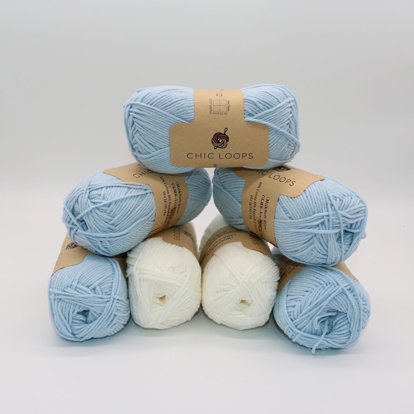 Chic Loops Knitting Kit for Beginners, Knitted Baby Blanket Beginner Crochet Kit for Adults, Crochet Soft and Cozy Bunny Baby Blanket with Instruction(Ice Blue)