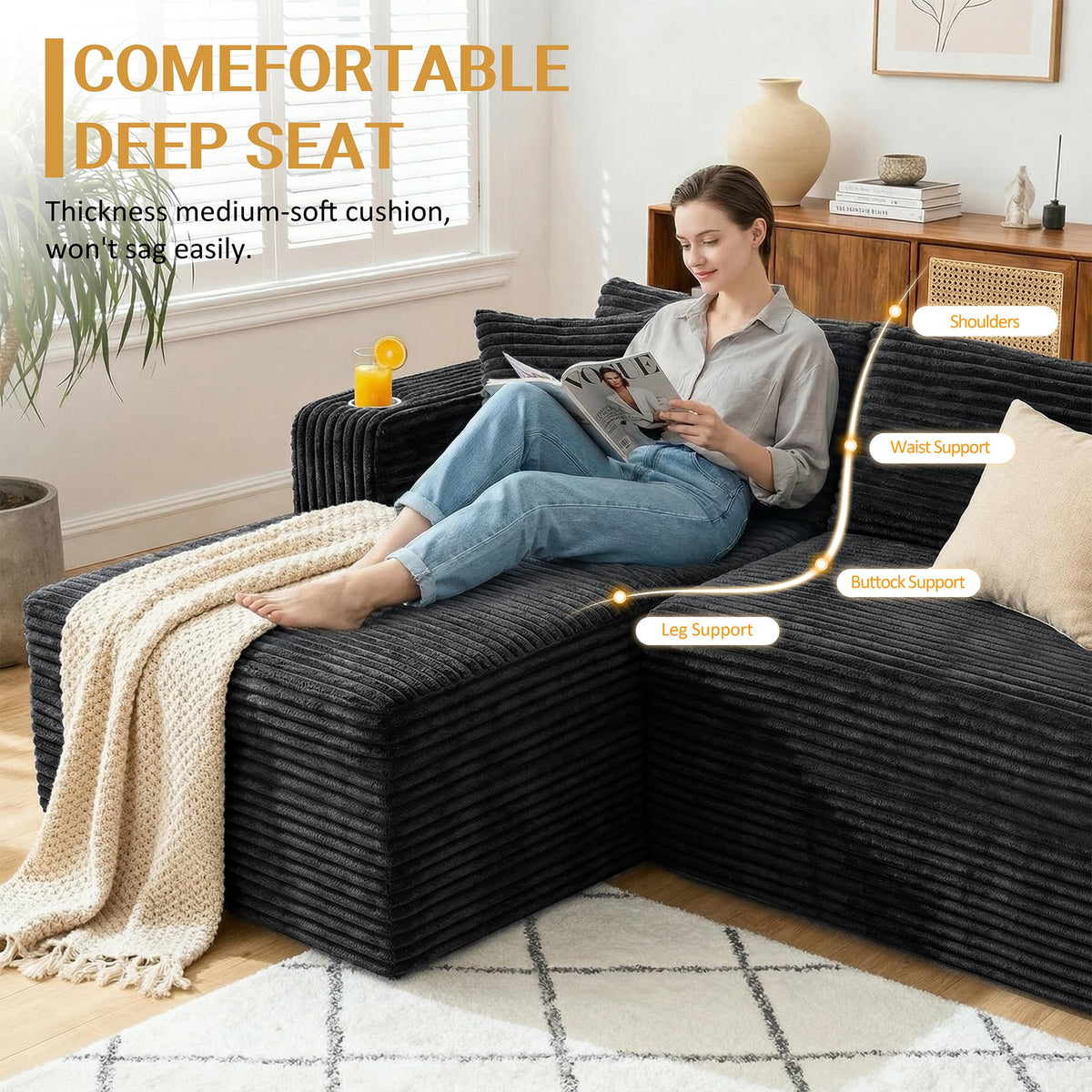 103" Modular Sectional Sofa for Small Spaces