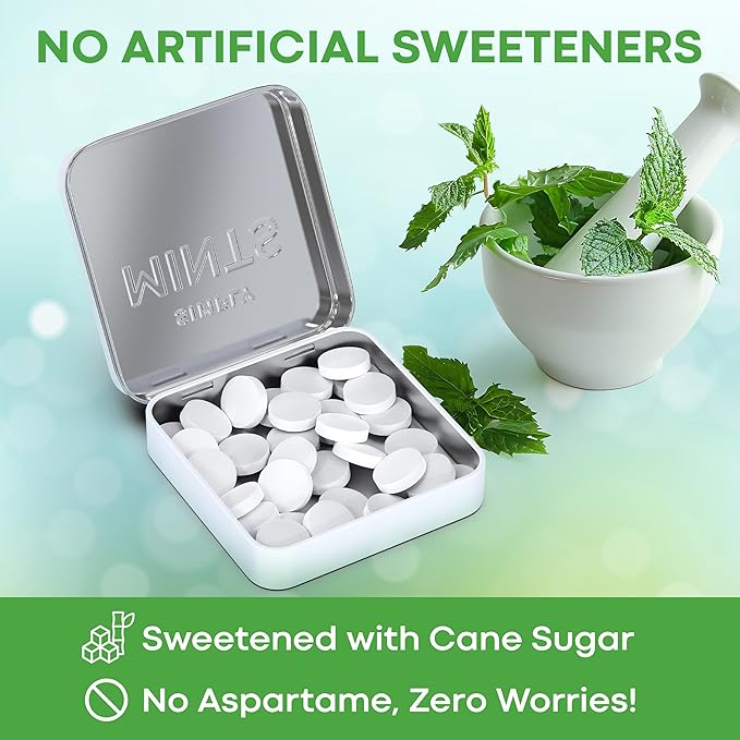 SIMPLY Mints | Peppermint Breath Mints | Pack of Six (180 Pieces Total) | Breath Freshening + Aspartame-Free + Vegan + non-GMO