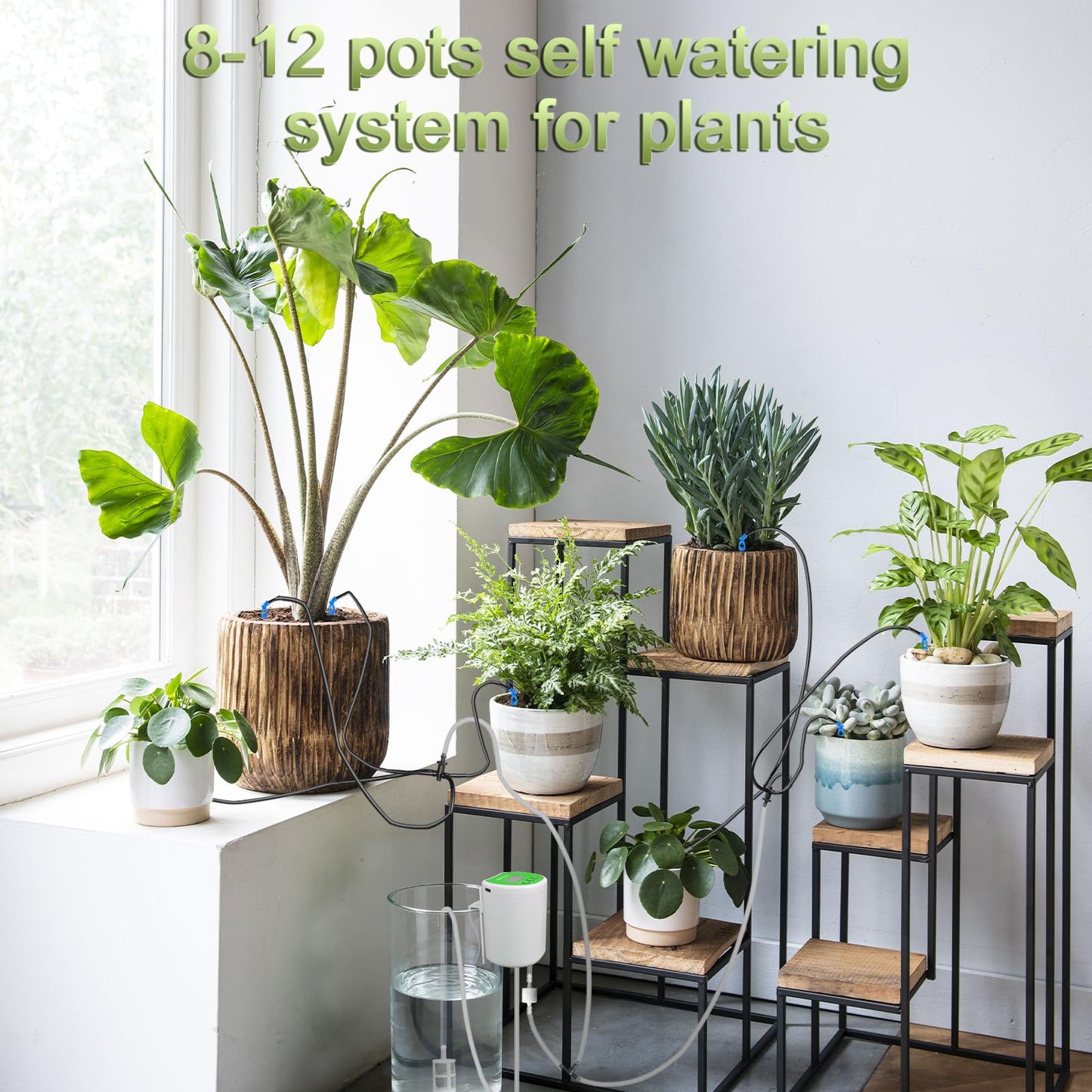Automatic Plant Waterer Self Watering System - Drip Irrigation Kit with Programmable Timer, Water Up to 12 Potted Plants, Perfect for Indoor Gardens, Balconies & Outdoor Parks