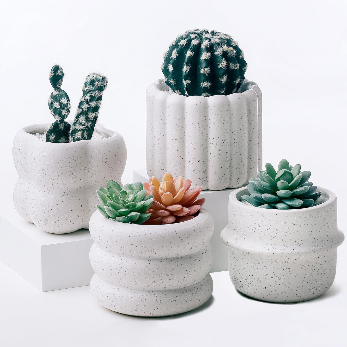 Parlamain Ceramic Succulent Pots Set of 4 Small Planters for Indoor Plants 4x4 Inch Decorative Plant Pots Modern Home Decor