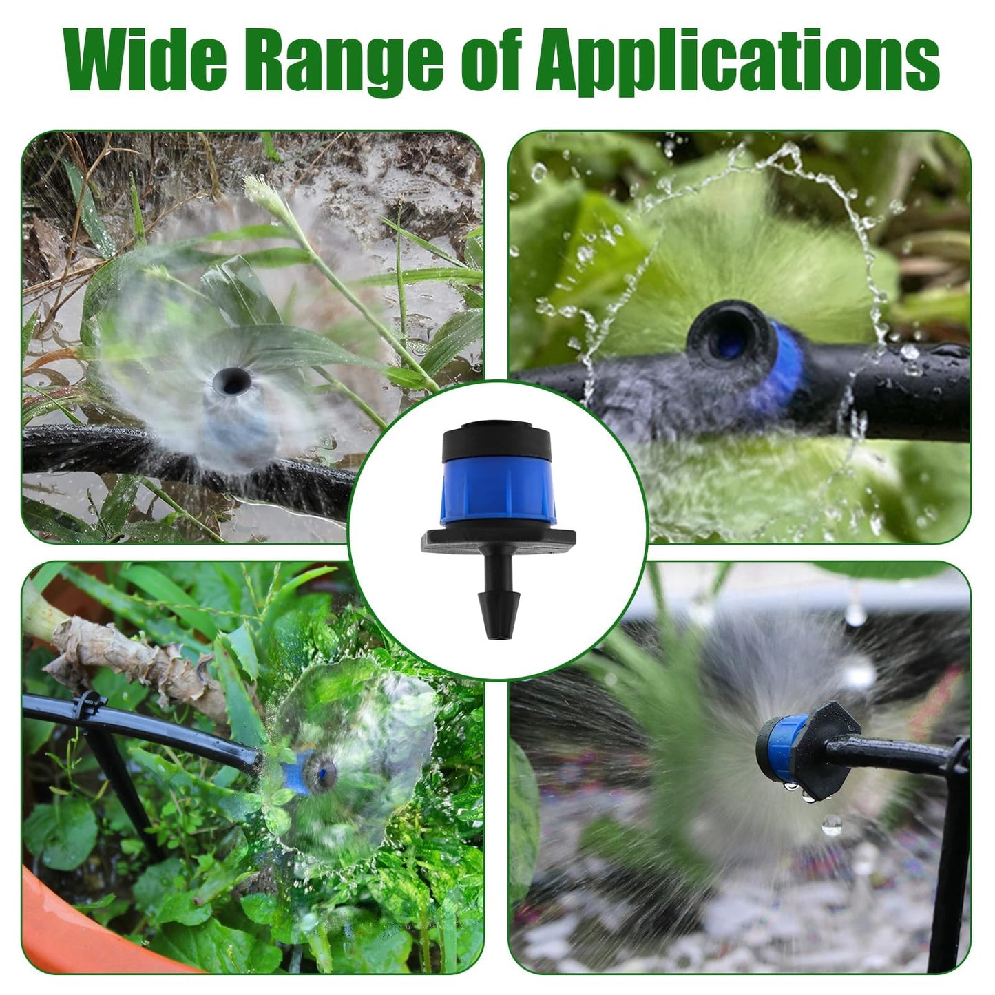 200P 1/4 Inch Adjustable Irrigation Drippers Sprinklers Kalolary Drip Irrigation Emitters for 4/7mm Tube, Adjustable 360 Degree Water Flow Sprayer Sprinklers Drip System Parts for Lawn Yard (Blue)