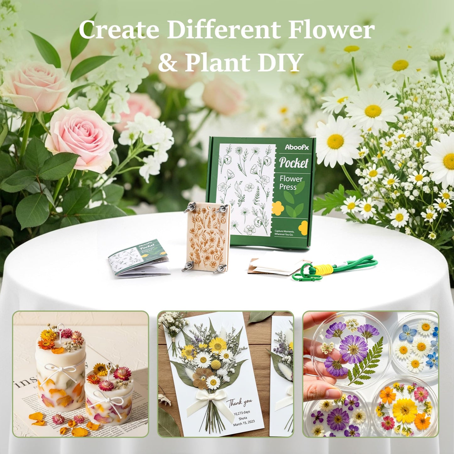 Aboofx Mini Flower Press Kit for Small Flowers Drying, Beginners-Travel Outdoor, Presses Plant, Leaves, Herbs, Micro Flowers, 2.5 x 4 Inch Pocket Pressed Flower Kit for Classroom, Arts Craft Lovers