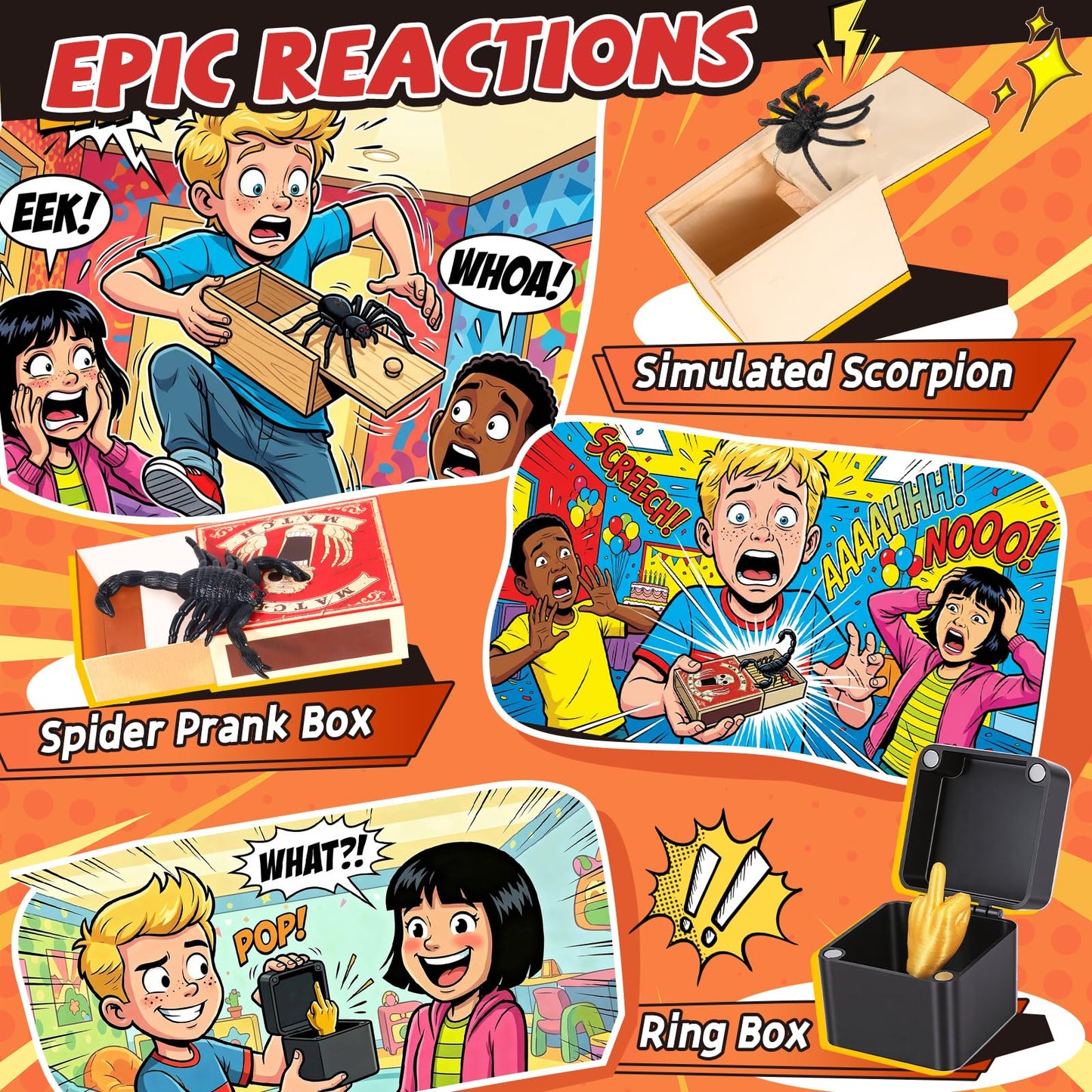 ZESKUU 51PCS Prank Kit for Kids - Ultimate Practical Joke Toys Set - Prank Stuff for April Fools Day, Halloween, Christmas - Funny Gag Gifts Pack Box for Kids