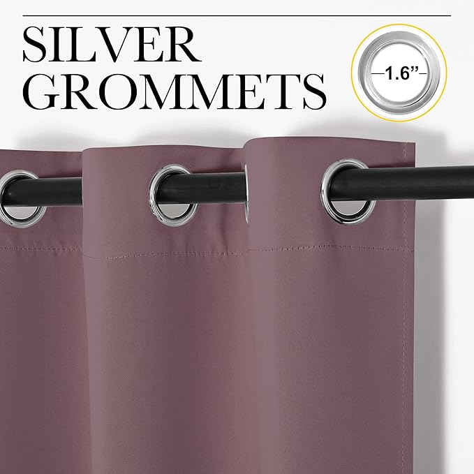 NICETOWN Dry Rose Blackout Curtains 78" Long for Office, Dining Room, 55" Wide, 2 Pieces, Guest Room, Sound Reducing Heat and Cold Block Curtain Panels for Modern Room Decorative