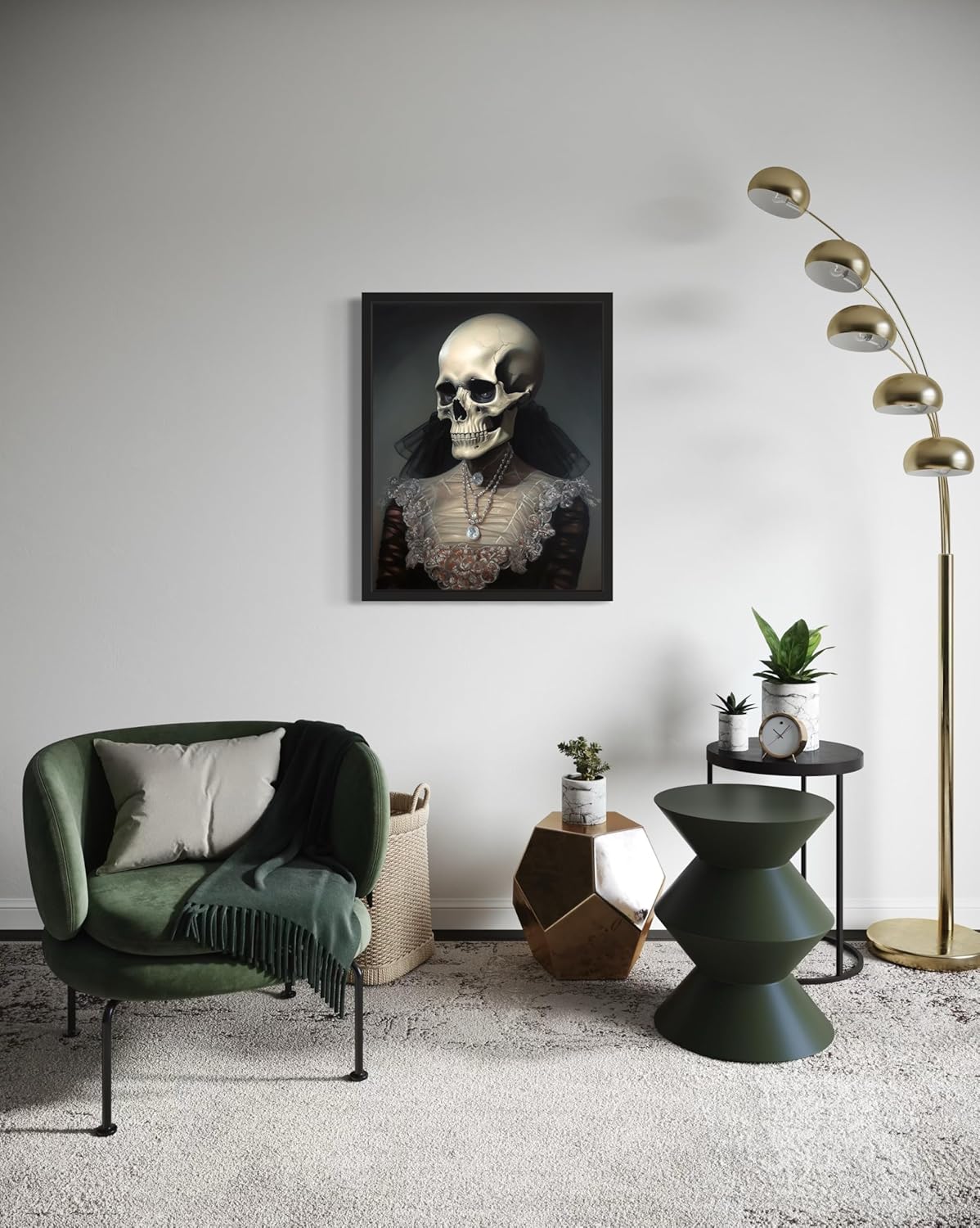 Female Skull Poster Art Print, Halloween Scary Vintage Wall Art Academia Spooky Painting Decoration for Horror Prints, Gothic Posters Bedroom Decor 89 (Female Skull, 11 x 14 inches, Unframed)