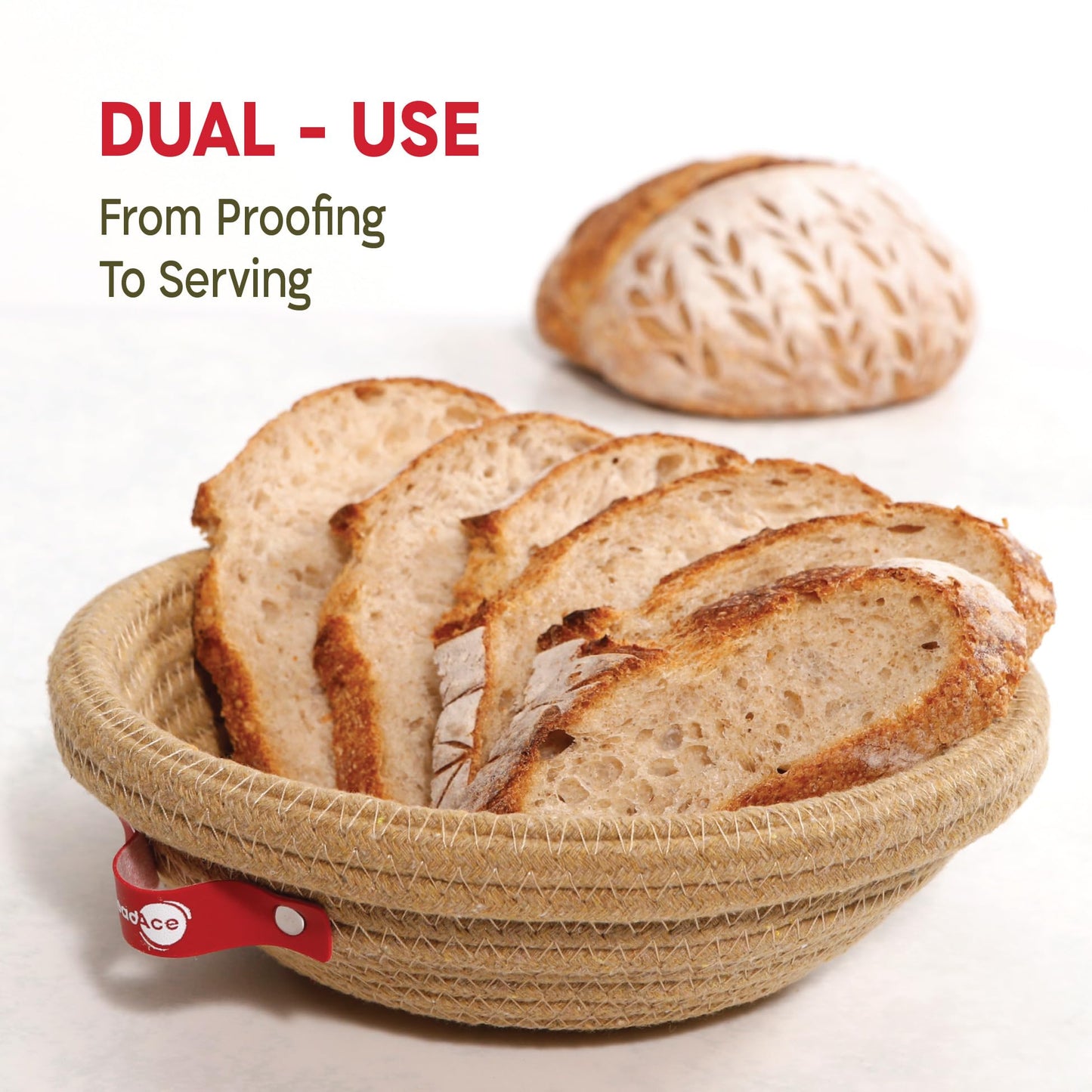 KneadAce Cotton Rope Banneton Bread Proofing Basket Set, 2 x Round Bread Basket with Liners & Covers for Artisan Bread Baking, Sourdough Bread Baking Supplies