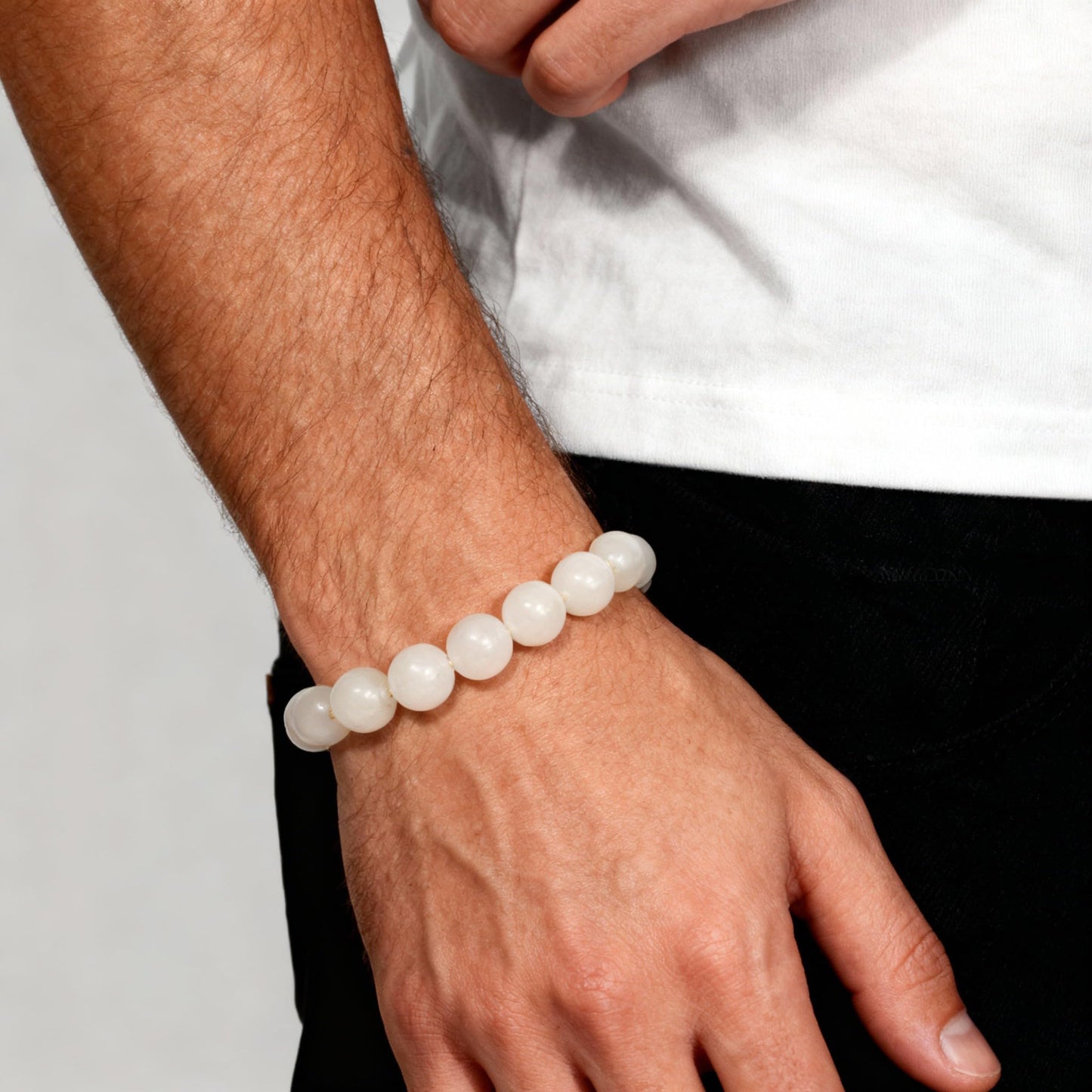 The Vida Handmade AAA+ Quality Crystal Stretch Elastic Bracelet - Nature Gemstone - Jewelry Gift - Holiday Gift - For Women & Men (Moonstone)