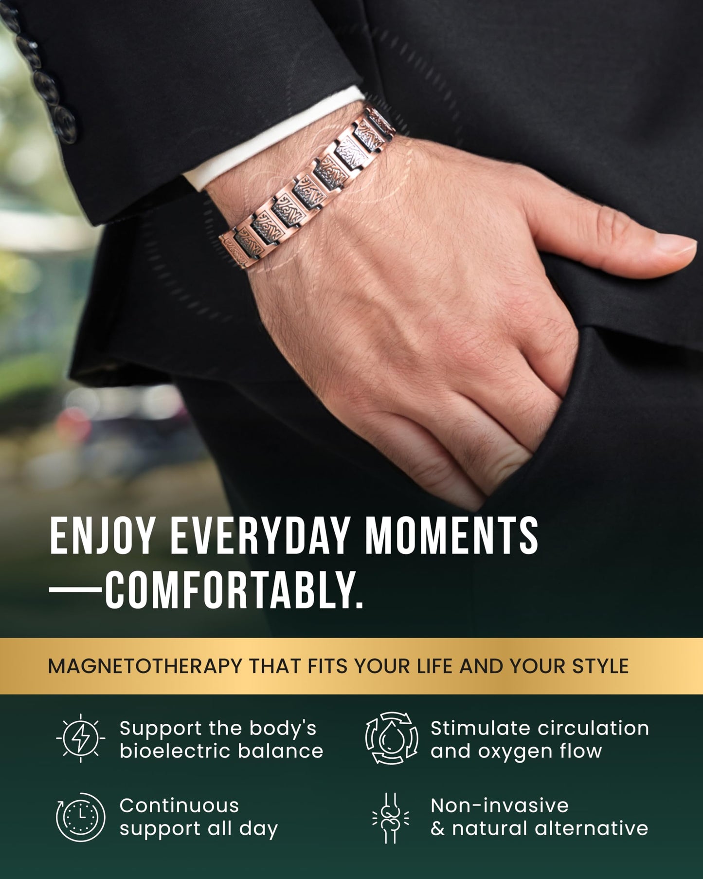 MagnetRX Copper Viking Bracelet for Men EllipseMAX 5X Strength 5,000 Gauss Magnets - Premium Adjustable Mens Copper Bracelet with Magnets (Viking Style)