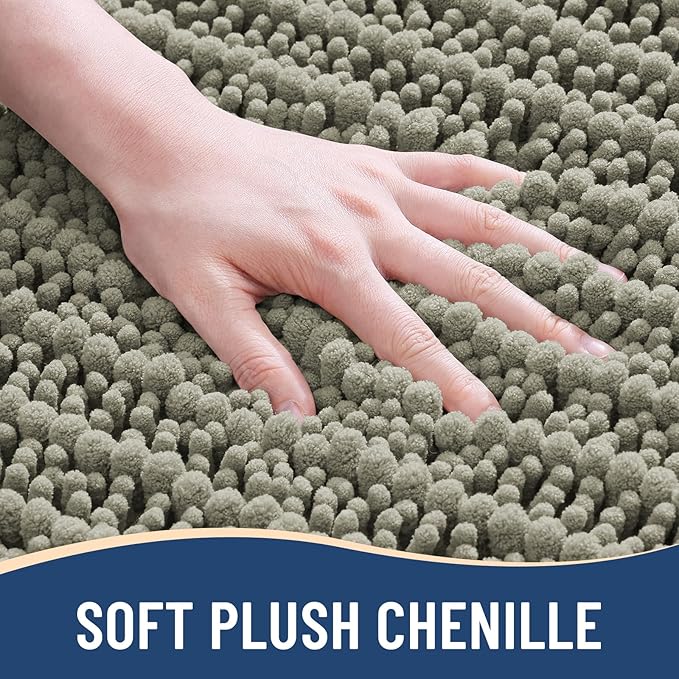 Arotive Luxury Chenille Bathroom Rug Mat, Extra Soft Thick Absorbent Shaggy Bath Rugs, Non-Slip Machine Wash Dry, Plush Bath Mats for Bathroom, Shower and Tub, 47x24, Warm Taupe