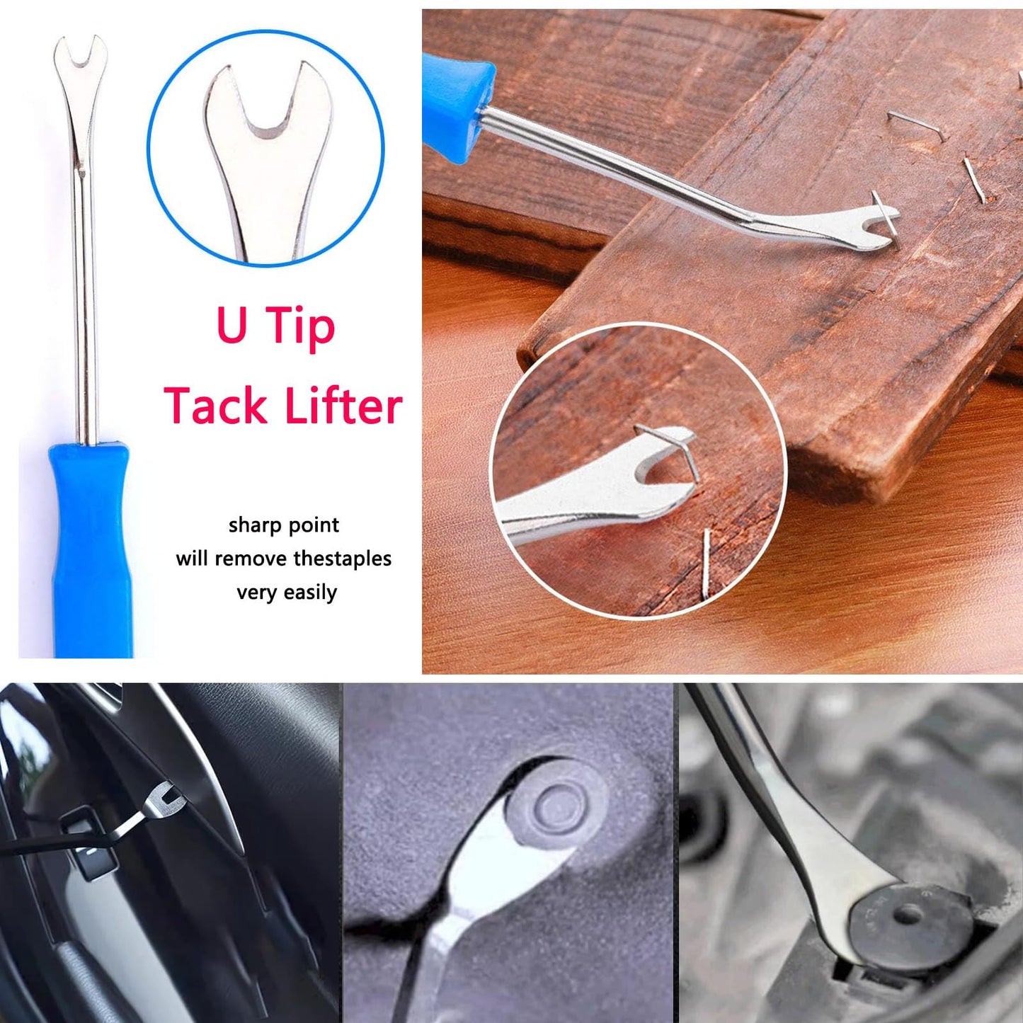 Upholstery Staple Remover Tack Puller Nail Remover Tool Set Nail Puller Plier, Staple Puller, Tack Lifter, Fastener Remover, for Furniture Floor Wall Wooden Case Car Photo Frame (5 pcs)