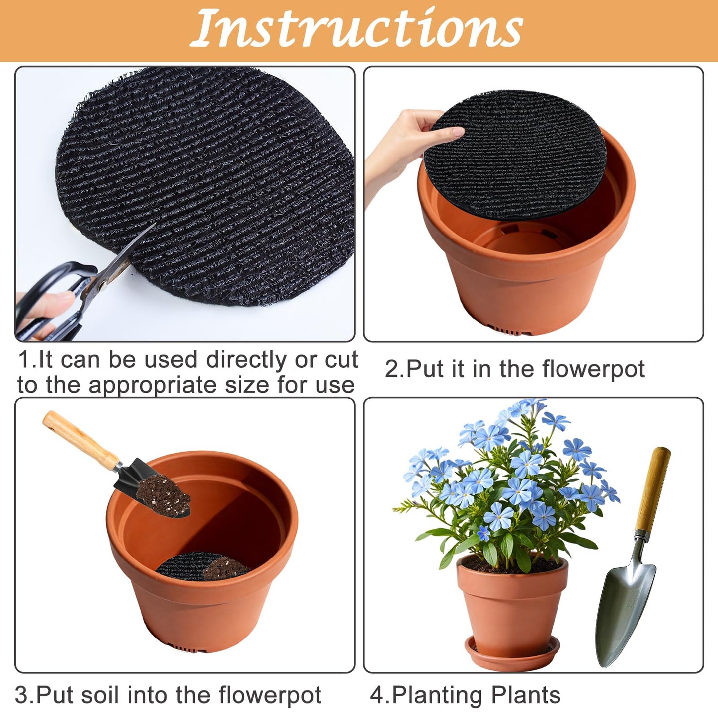 6Pcs 9inch Round Pot Mesh Drainage Discs Double Layer Plant Pot Hole Insert Pads Cutable Bonsai Pot Bottom Grid Mat Mesh Reusable for Indoor Outdoor Potted Plant Prevent Soil Loss Keep Roots Healthy
