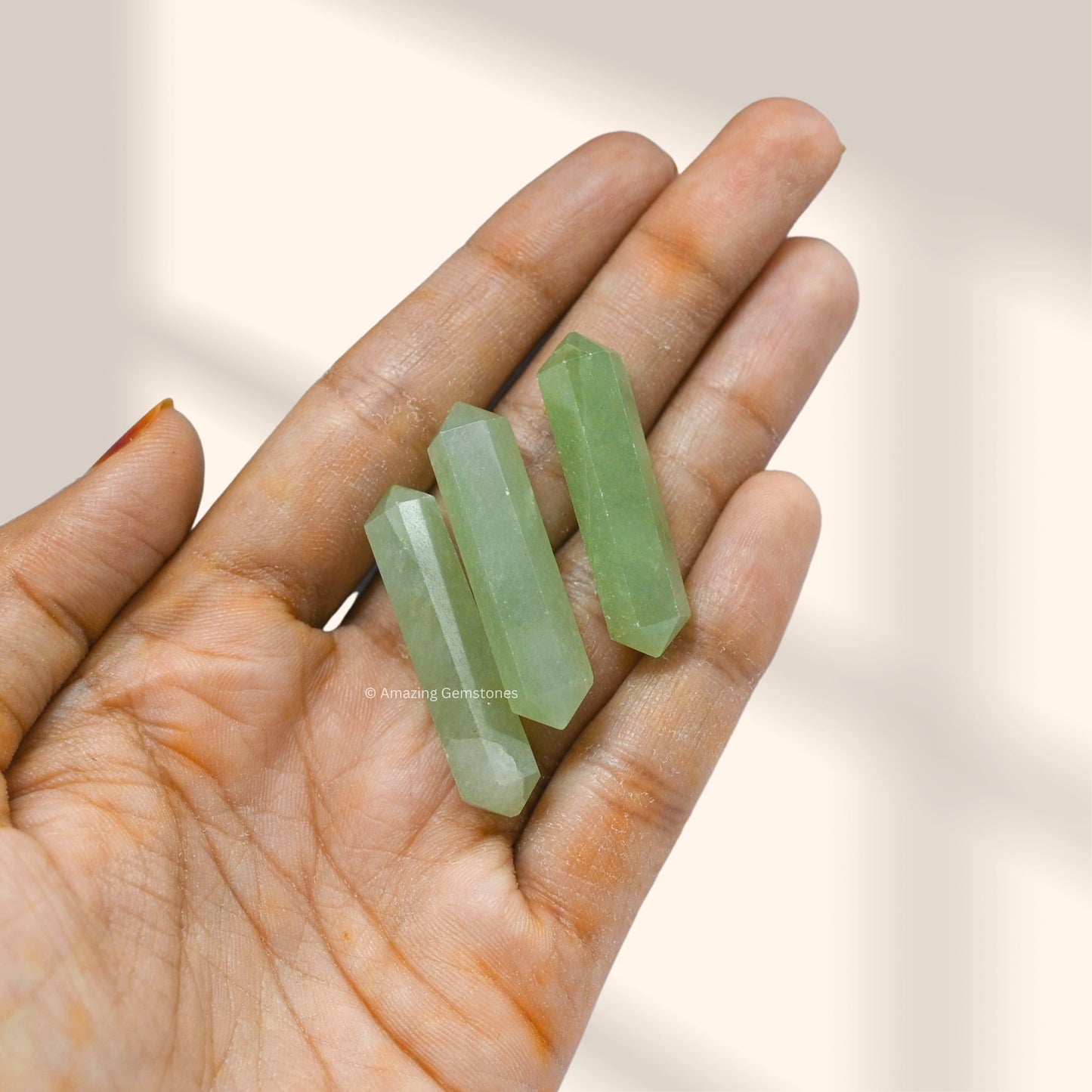 Amazing Gemstone Green Aventurine Crystal Points Bulk Healing Crystals - Pack of 3 Double Terminated Healing Wand Point Bulk Crystals for Crafts,Crystal Grid,DIY Work - Premium Crystals for Beginner