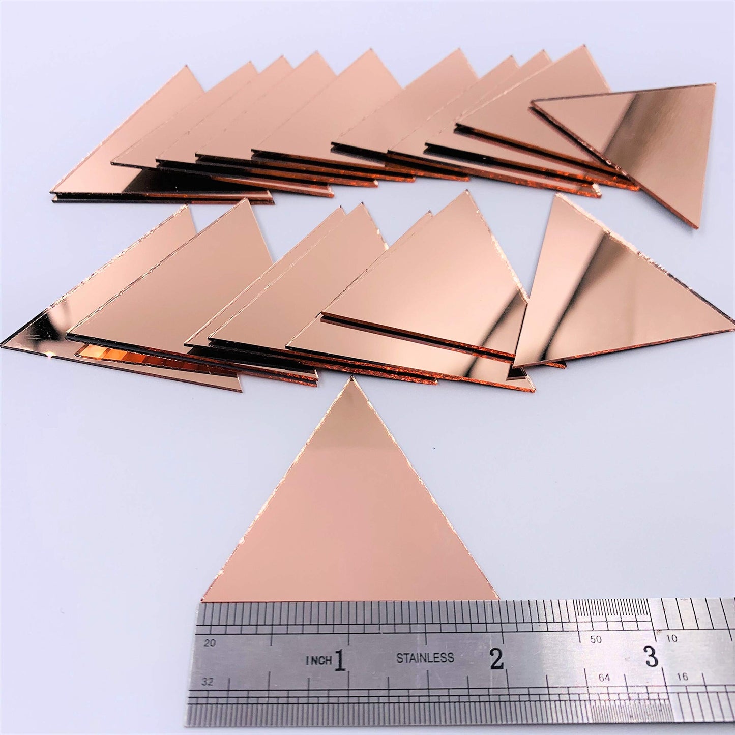 2 inch (50.8 mm) Triangle Mirror Mosaic Tile Craft Mirrors 50pcs (Rose Gold)