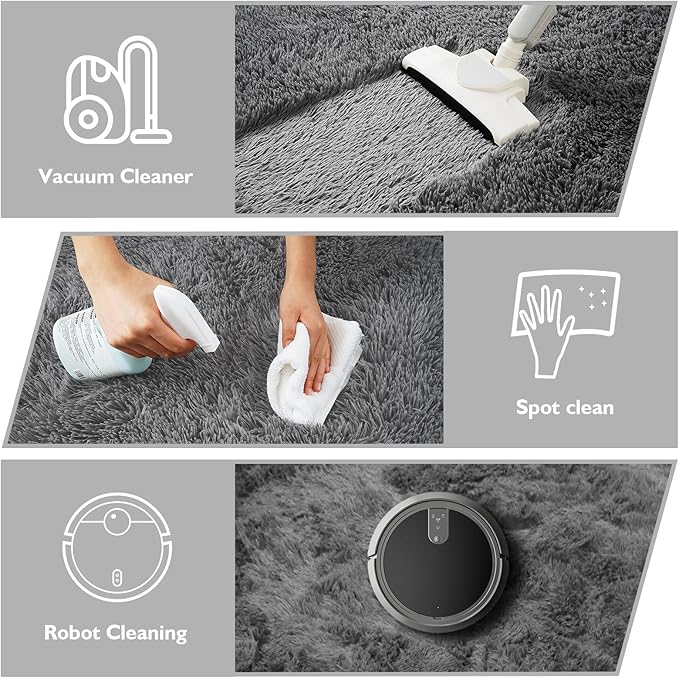 2x3 Fluffy Area Rugs for Bedroom Living Room,Small Soft Shag Fuzzy Rug Non-Shedding Indoor Plush Carpet for Kids Bedroom Nursery Dorm Home Decor,Deep Grey
